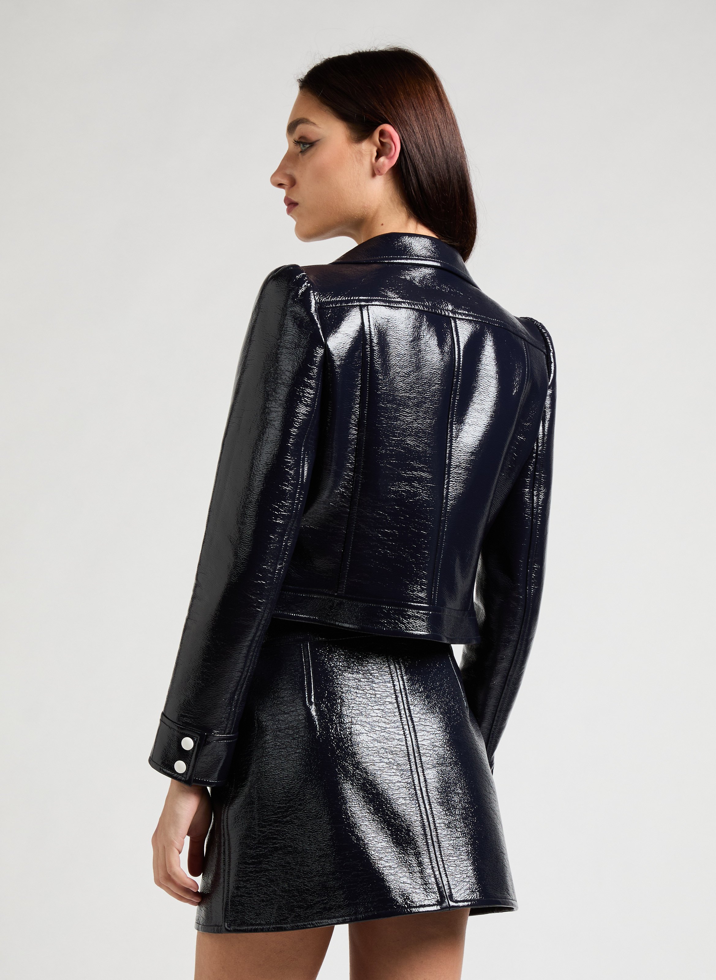 Blouson Réédition vinyle en coton mélangé COURRÈGES Bleu