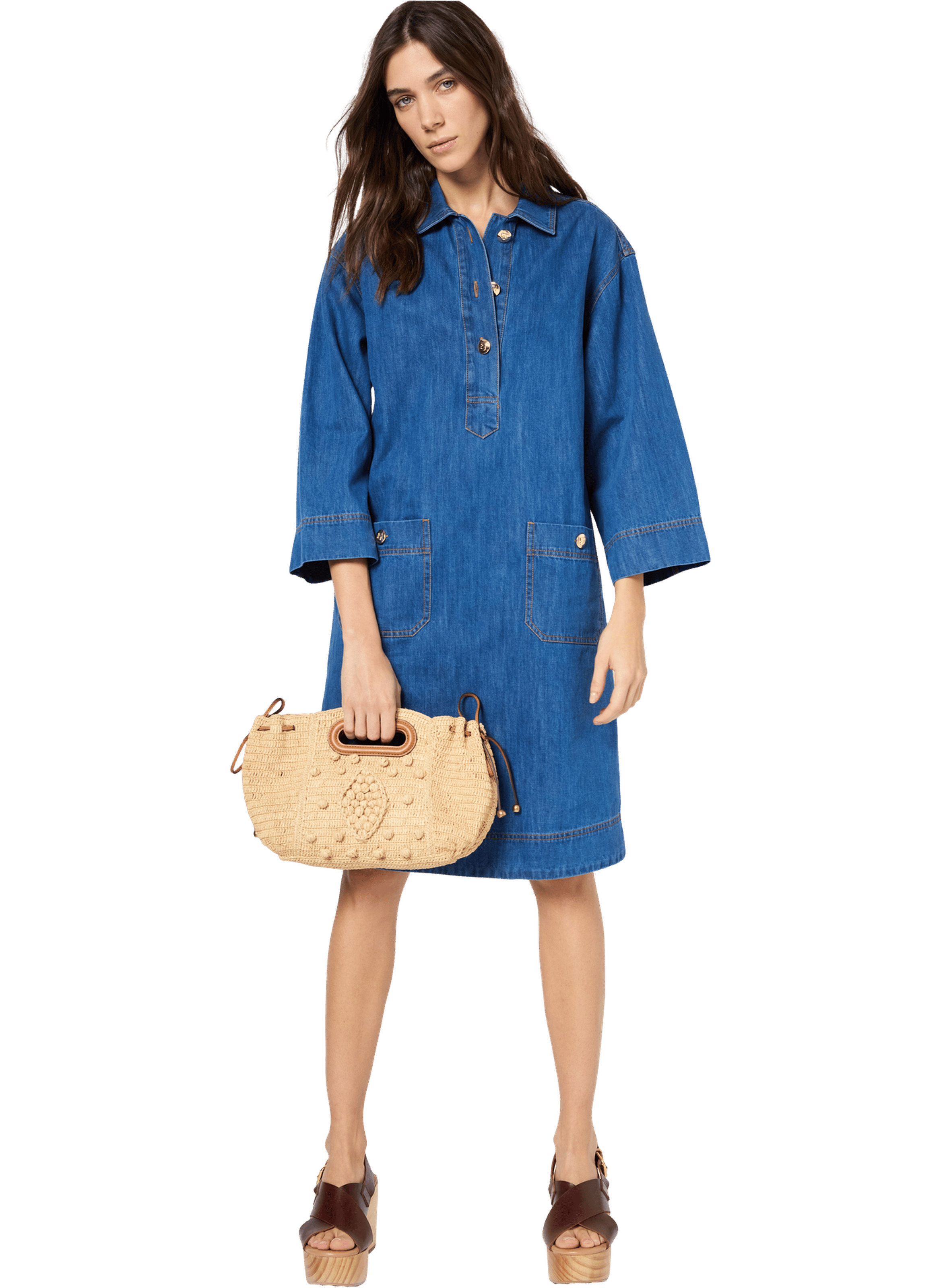 Robe droite en denim à boutons dorés - penelope GERARD DAREL Bleu