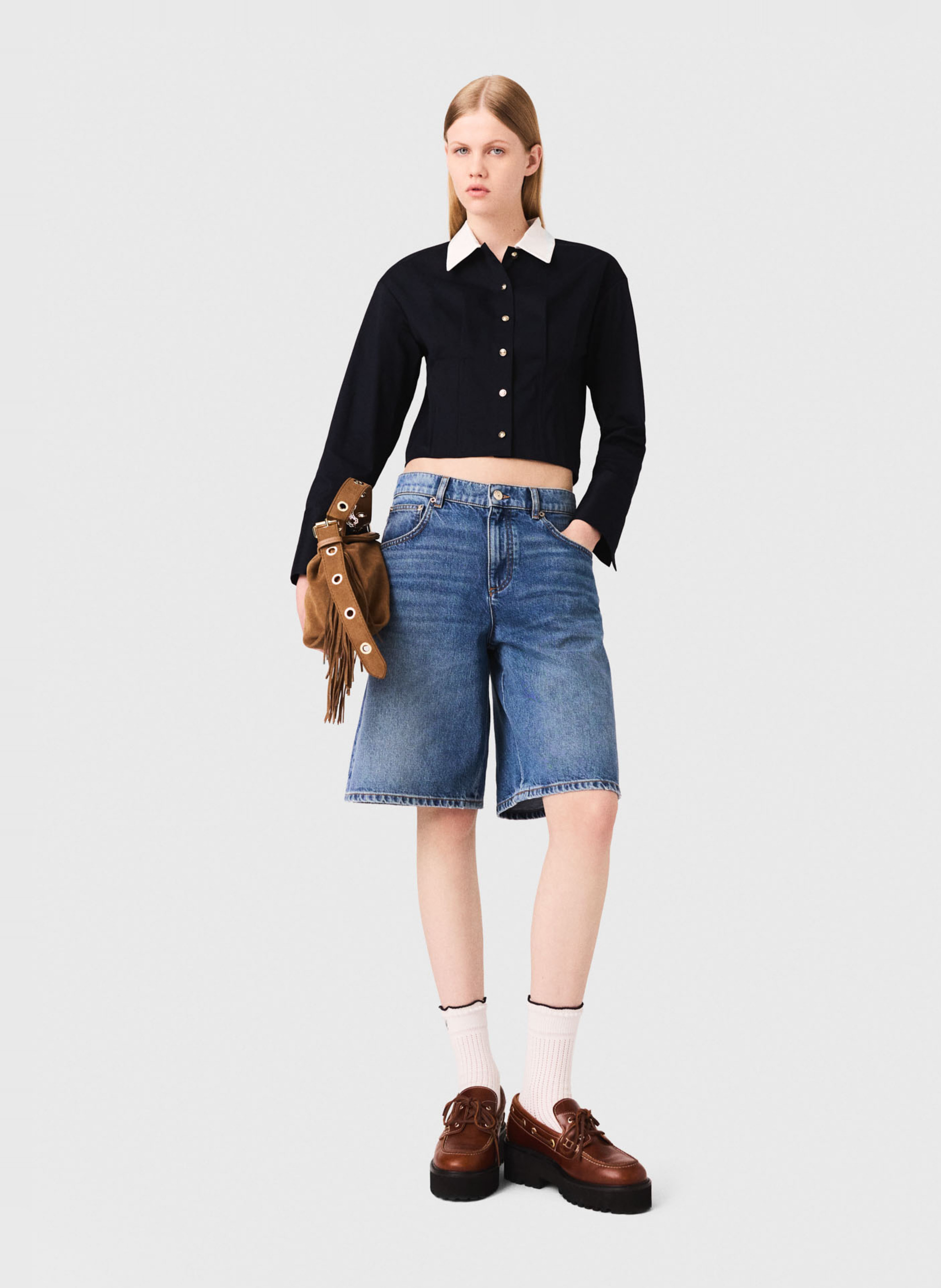 Chemise col classique en coton mélangé MAJE Bleu