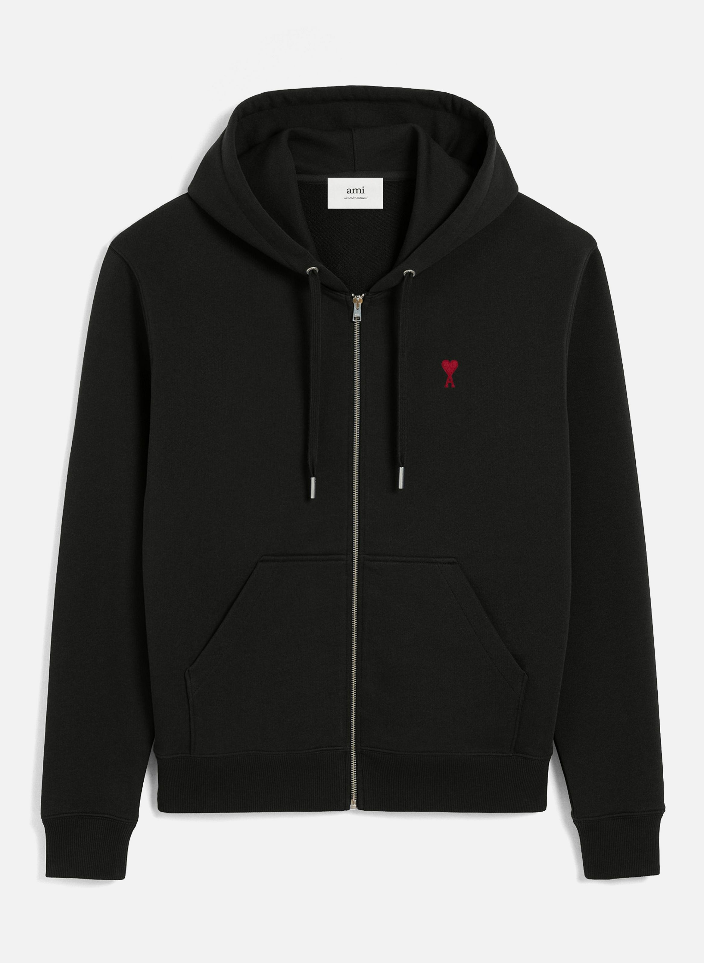 AMI PARIS Hoodie zippé ami de coeur rouge unisexe Noir