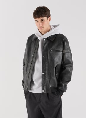 Jacket with classic collar in leather SAISON 1865 Jacket with classic collar in leather SAISON 1865