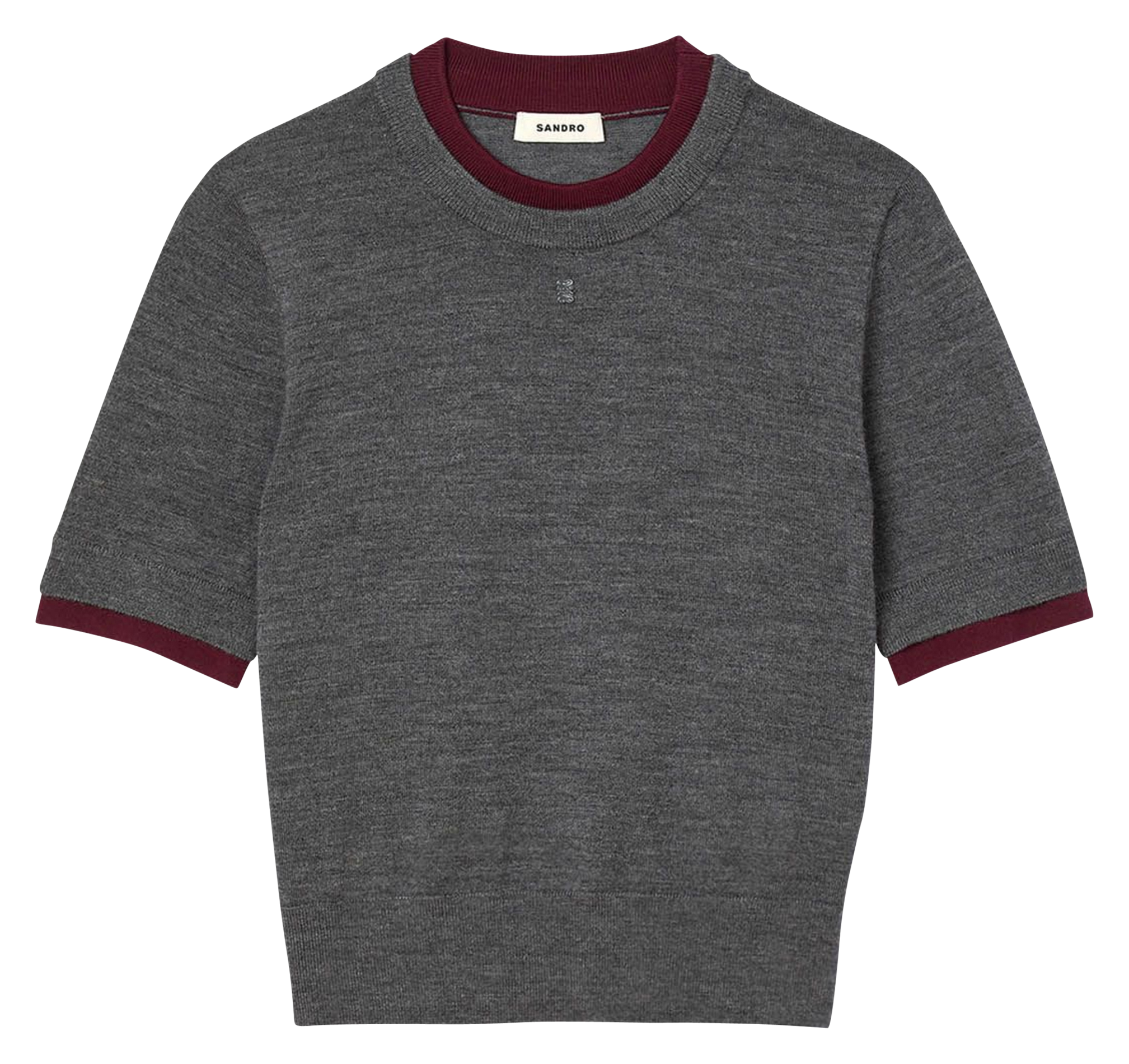 Pull ajusté col rond en laine Gris