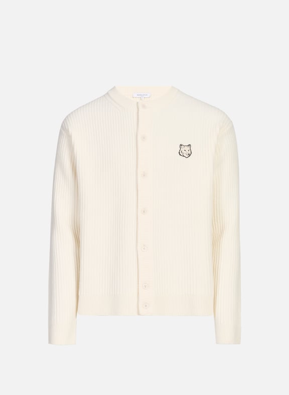Ribbed wool cardigan Beige by MAISON KITSUNÉ MAISON KITSUNÉ Ribbed wool cardigan Beige