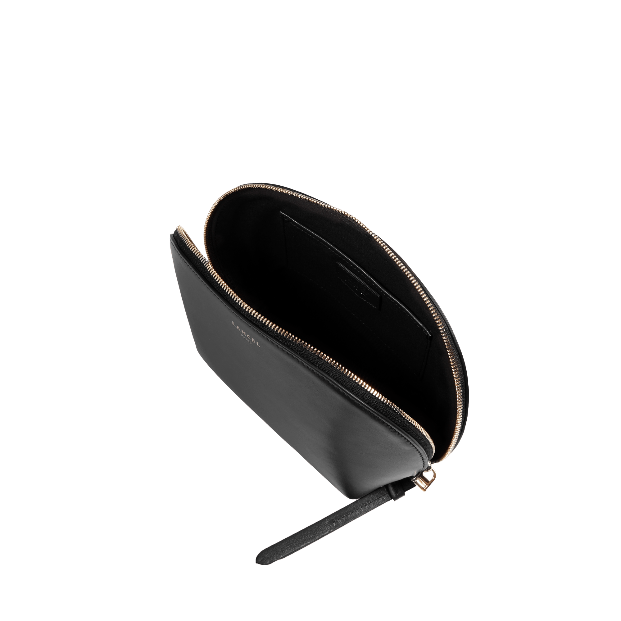 Lancel Origami leather cosmetic pouch LANCEL Black