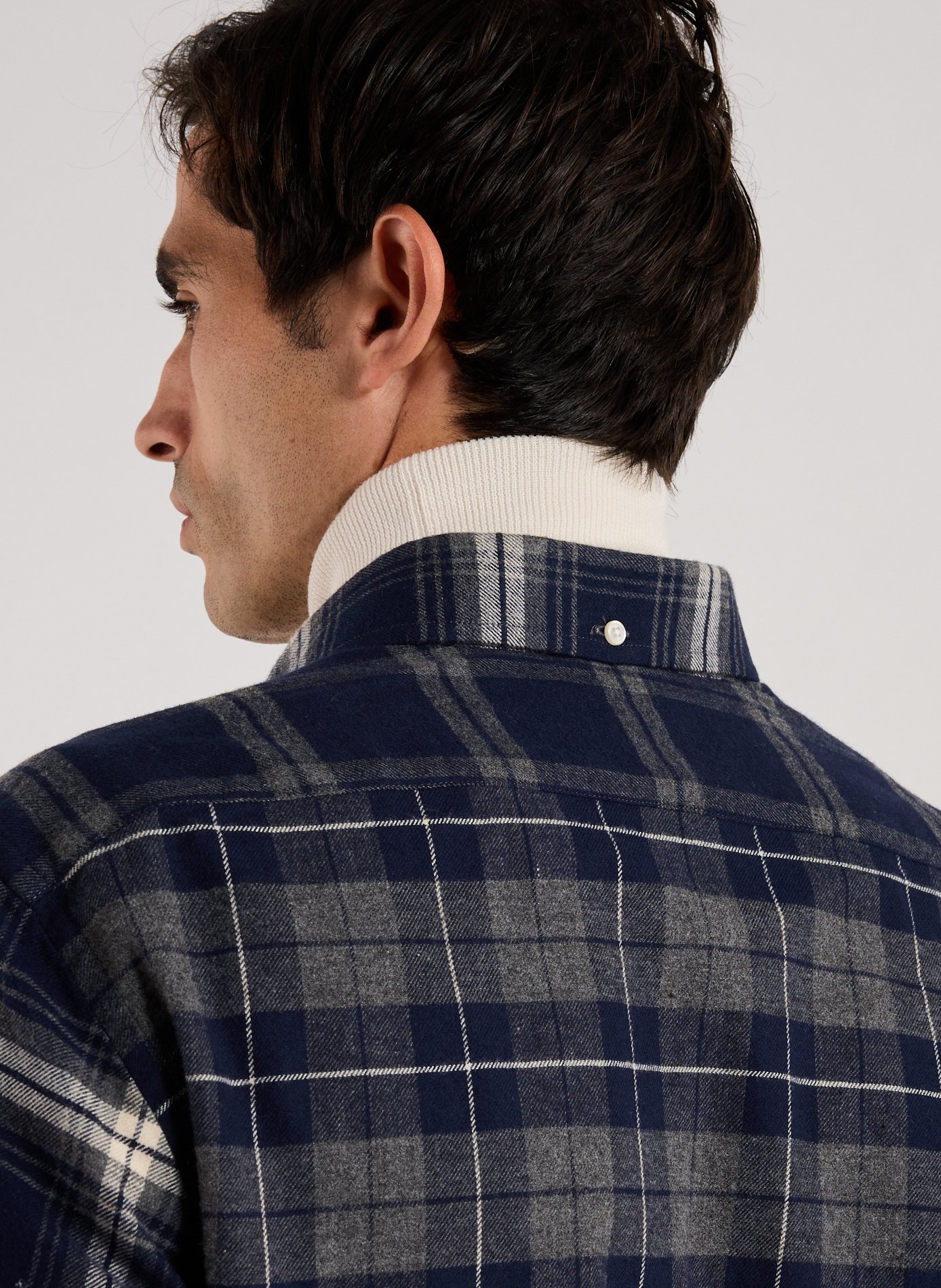 Chemise col américain à carreaux en coton FACONNABLE Bleu