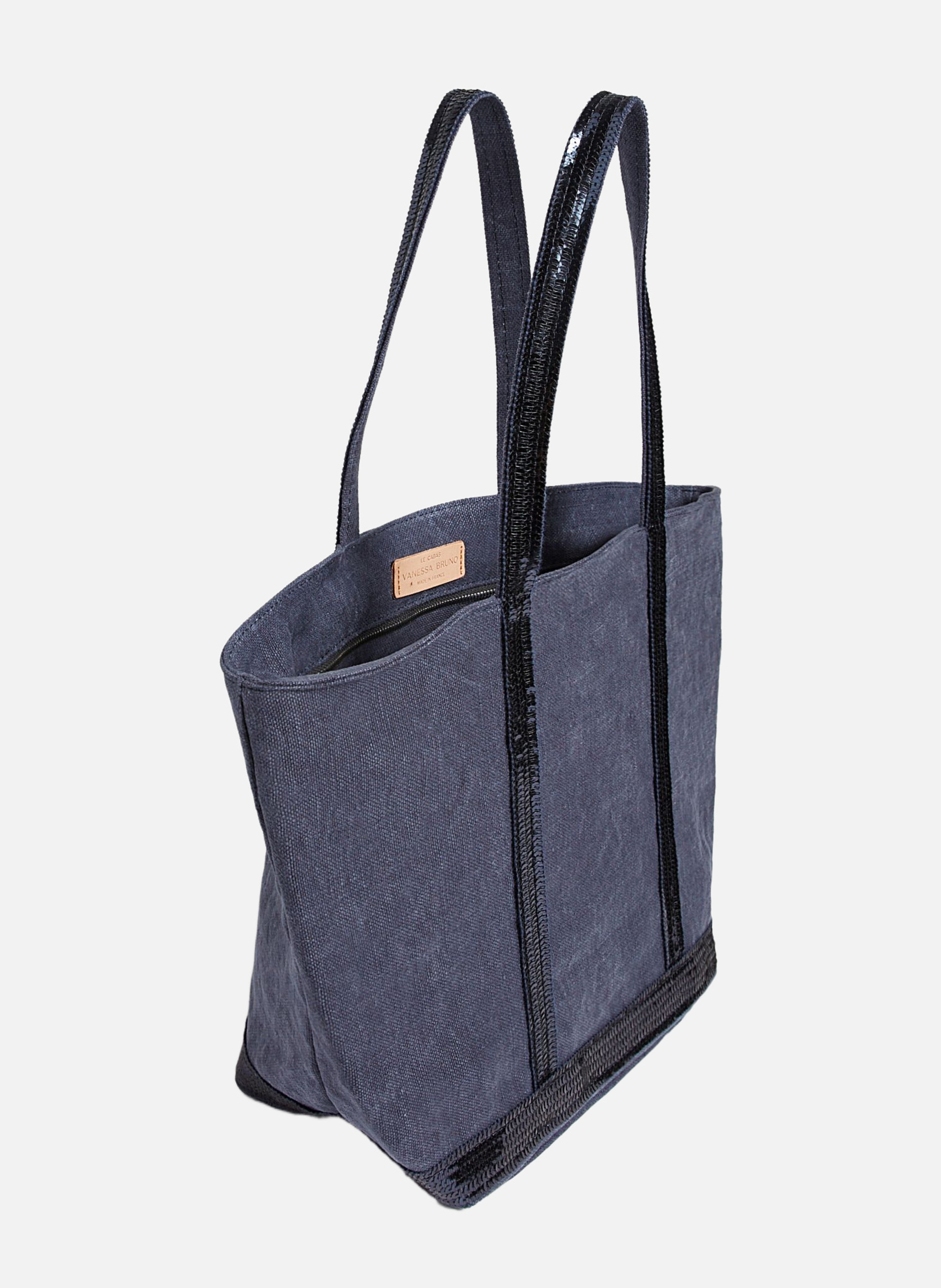 Cabas m zippé en lin Bleu