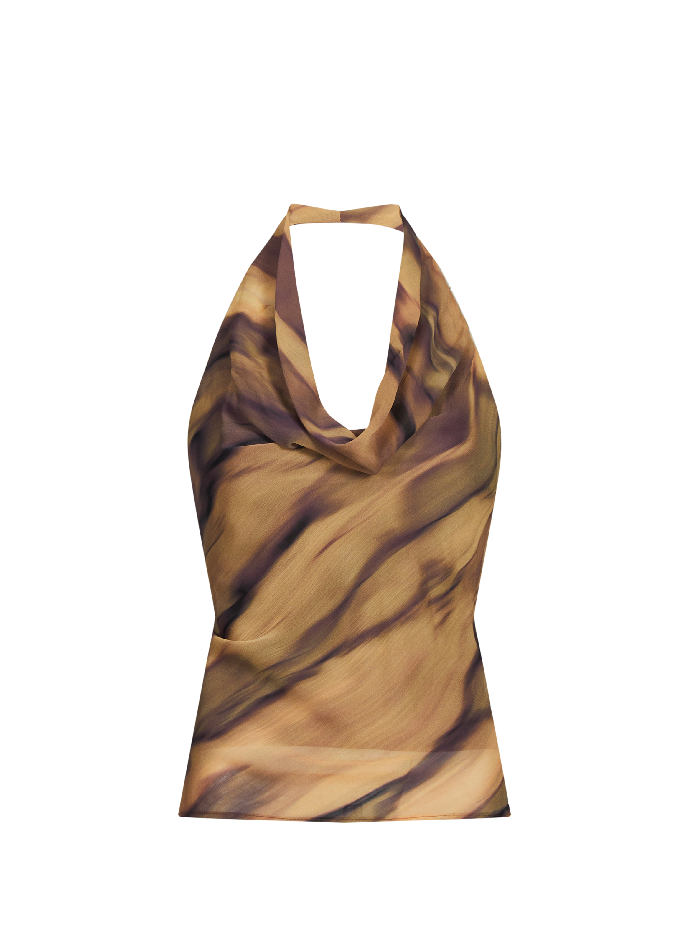 TOPSHOP Top dos-nu imprimé Marron
