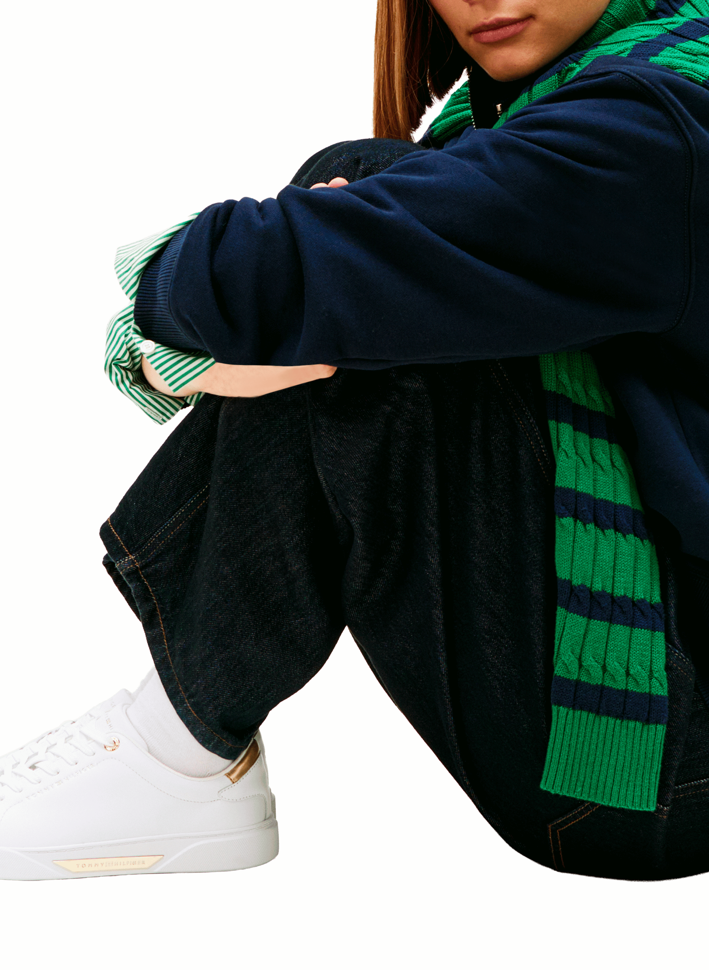 Baskets basses à lacet en cuir TOMMY HILFIGER Blanc