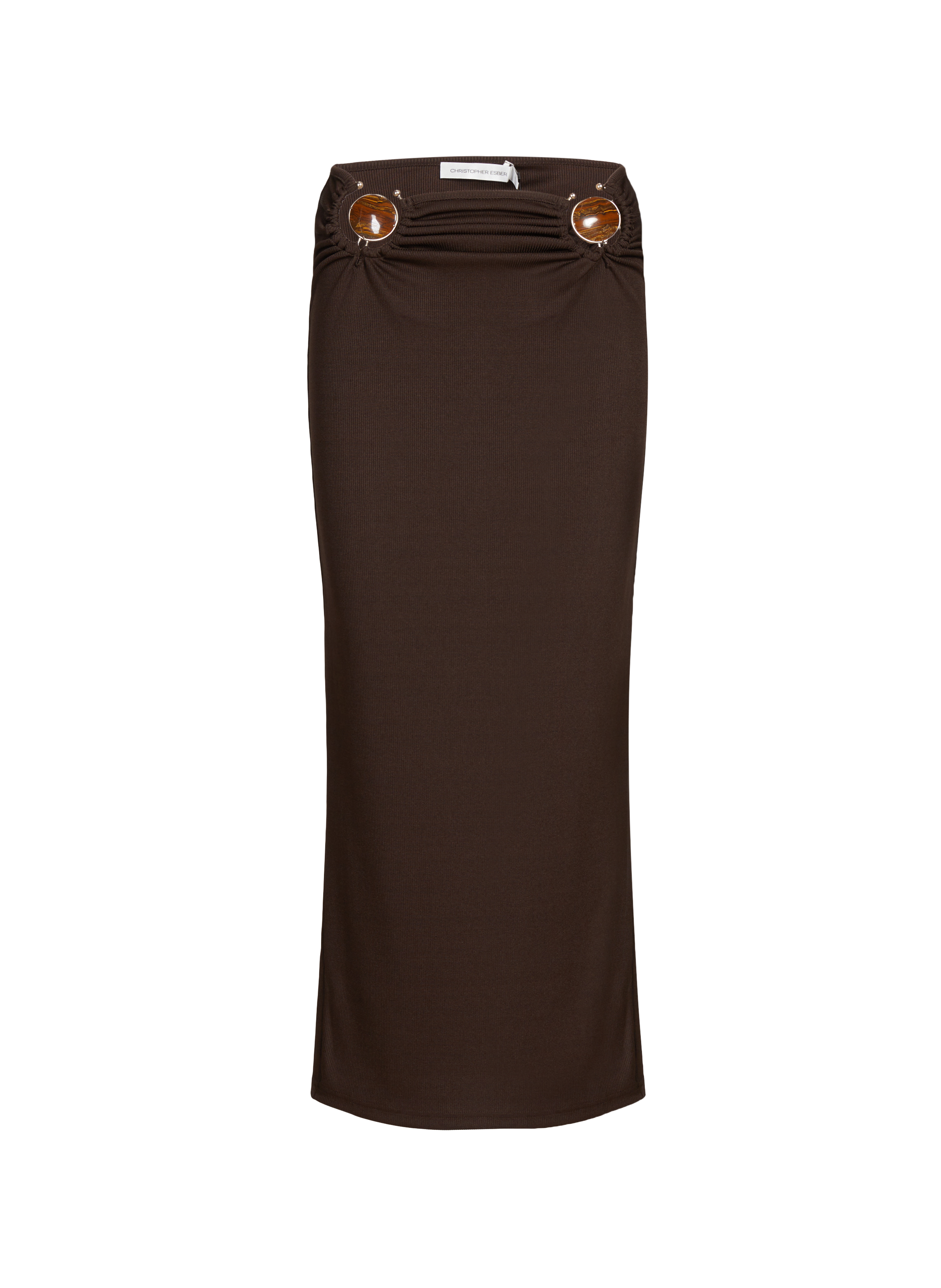 CHRISTOPHER ESBER Jupe midi froncée Mineral Stone Marron
