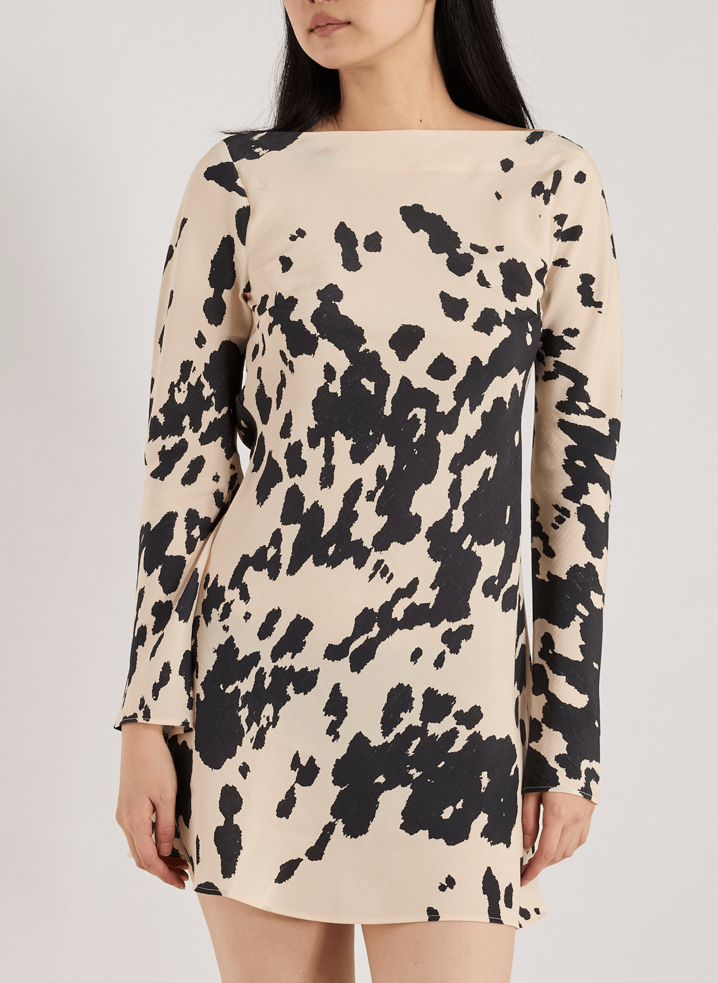 TOPSHOP Printed short dress with open back Black