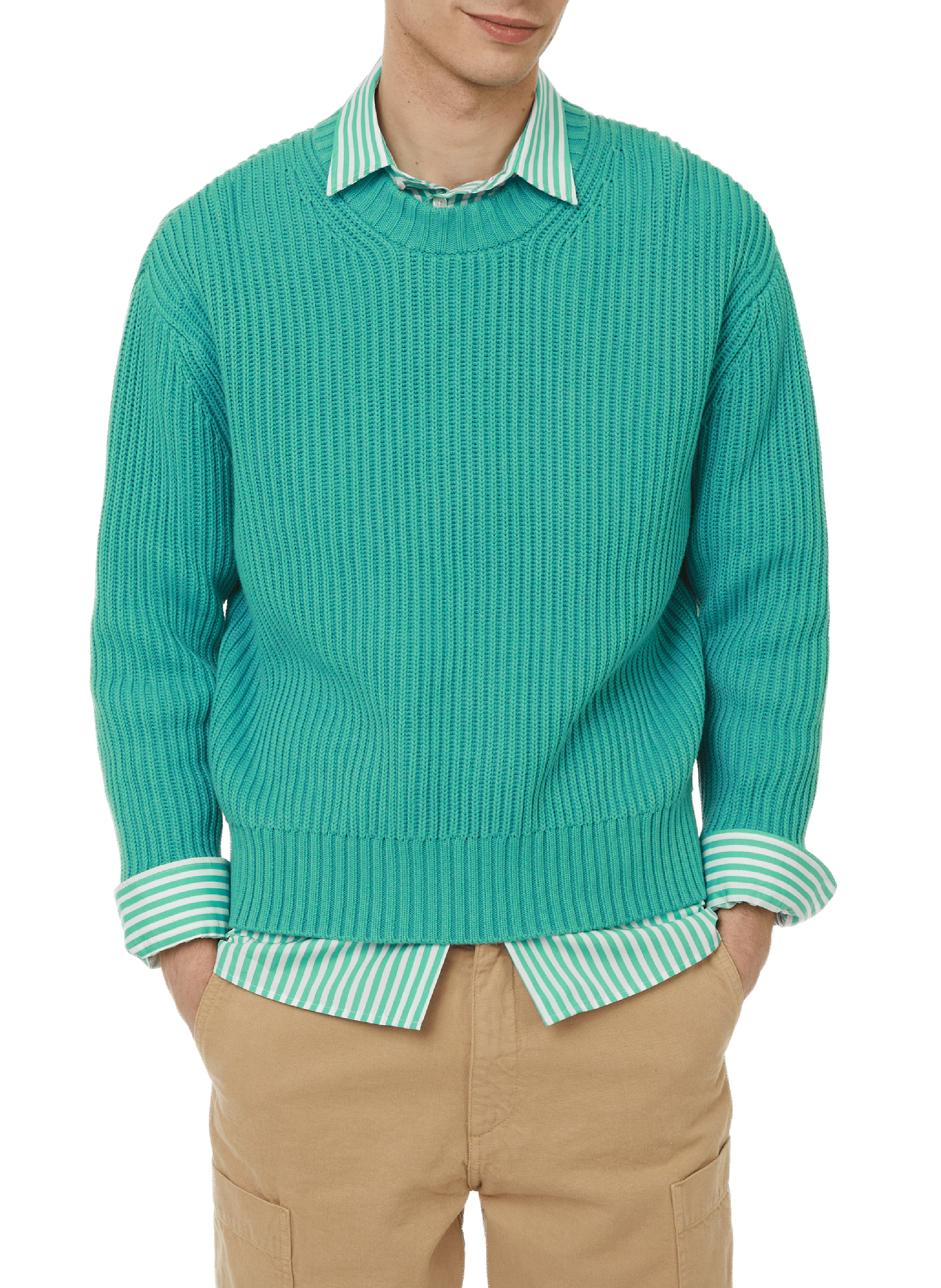 SAISON 1865 Pull Arnau col rond en laine mérinos Vert