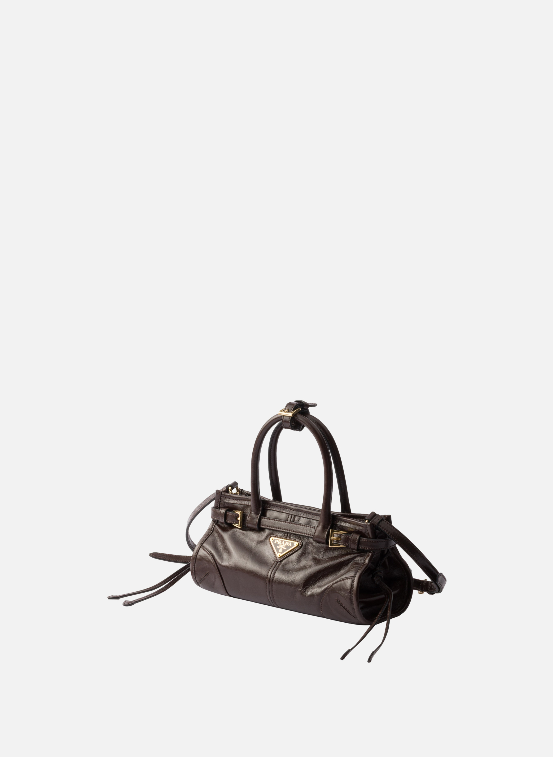 Mini sac à main prada bonnie en cuir PRADA Marron