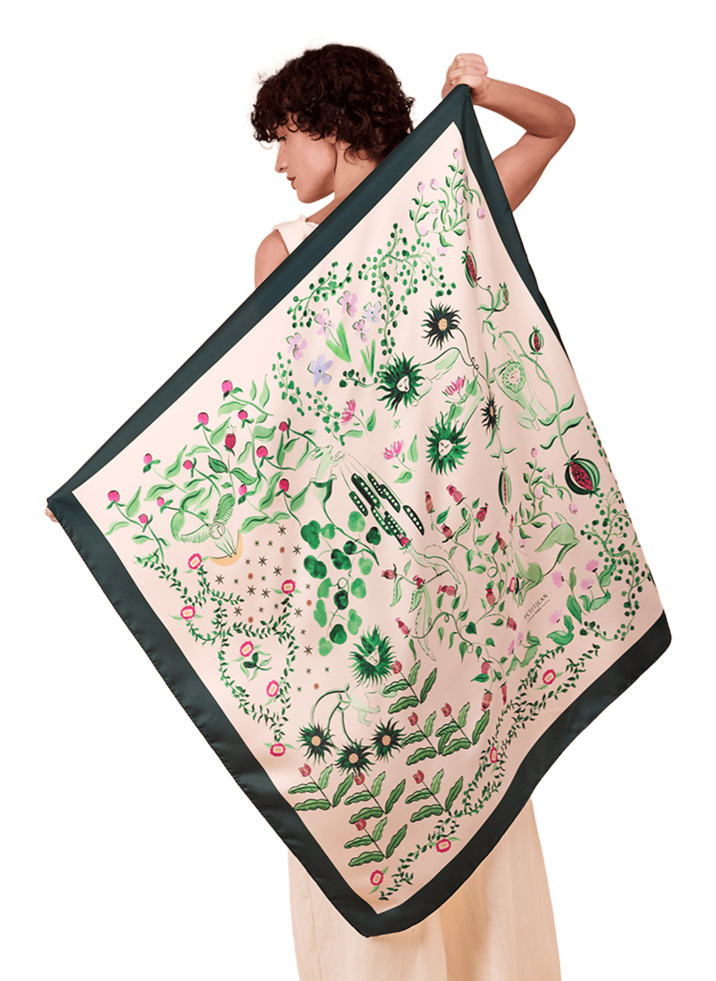 Toile Fantastique - Carré 90 imprimé en soie PETITJEAN PARIS Multicolore