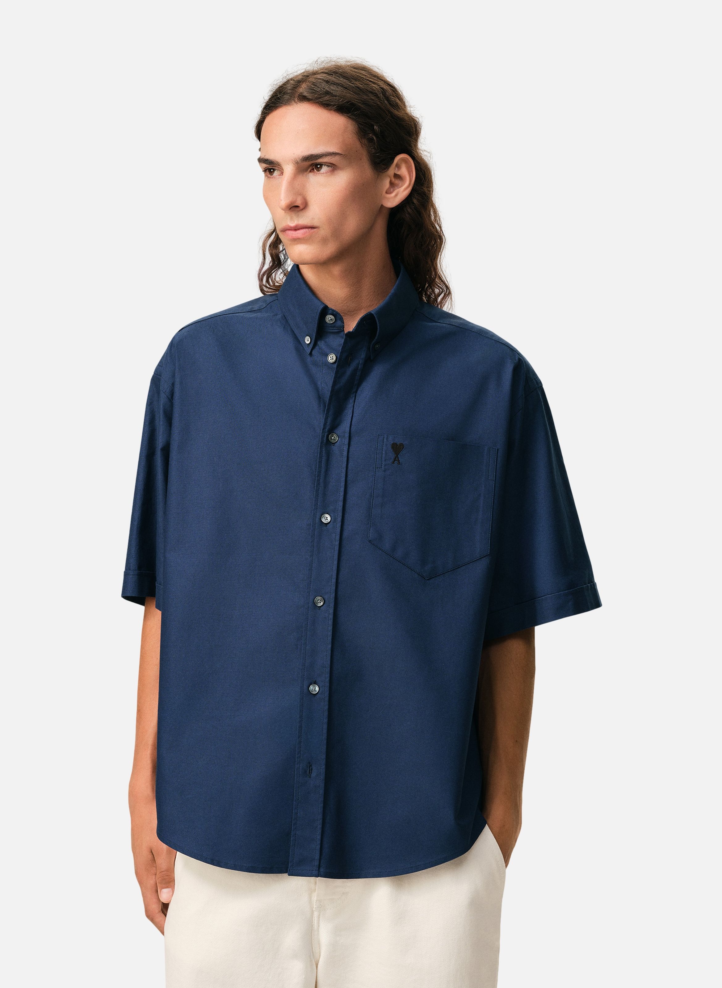 Chemise boxy ami de coeur en coton AMI PARIS Bleu