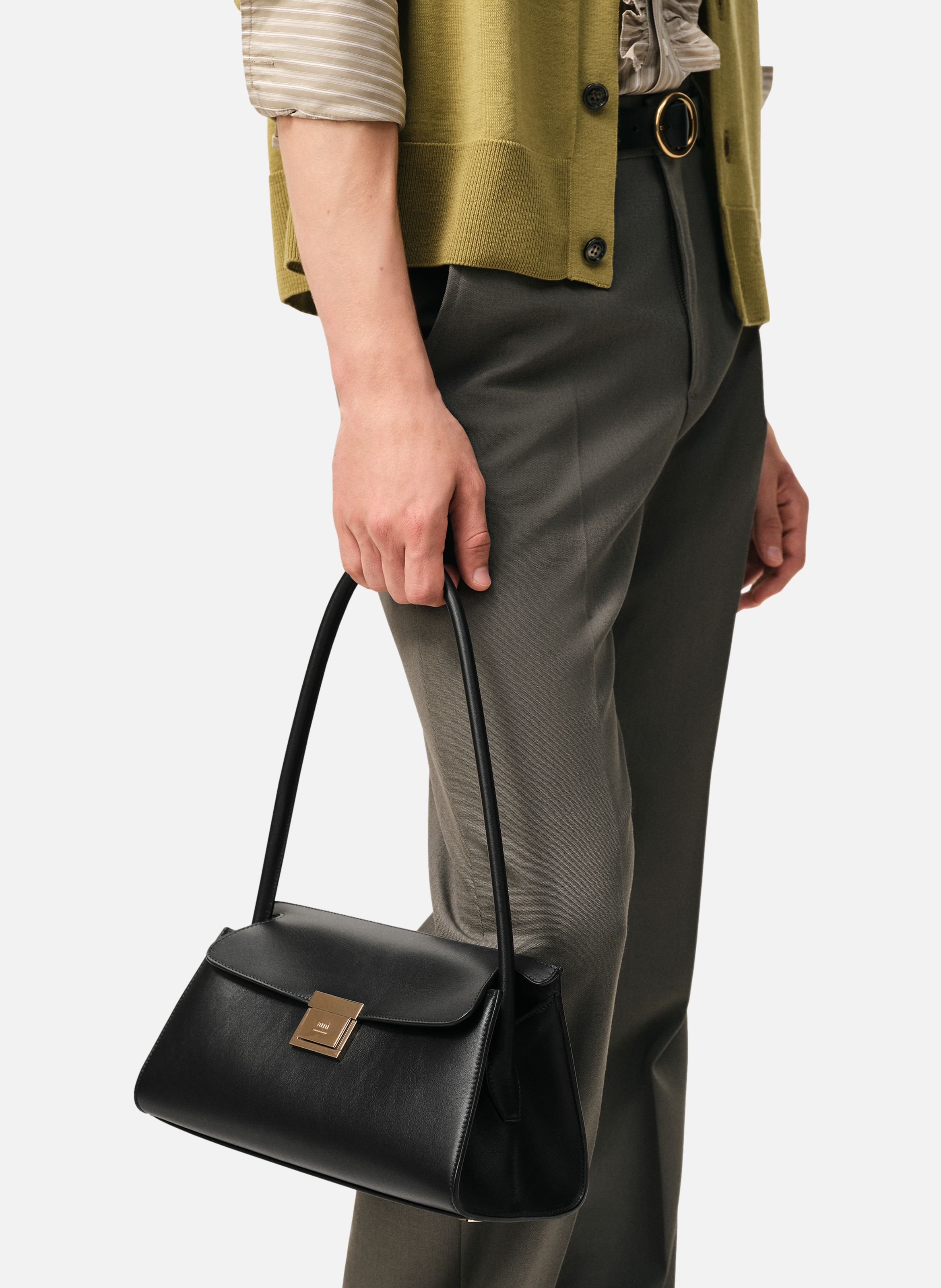 Petit sac mimi unisexe en cuir de veau AMI PARIS Noir