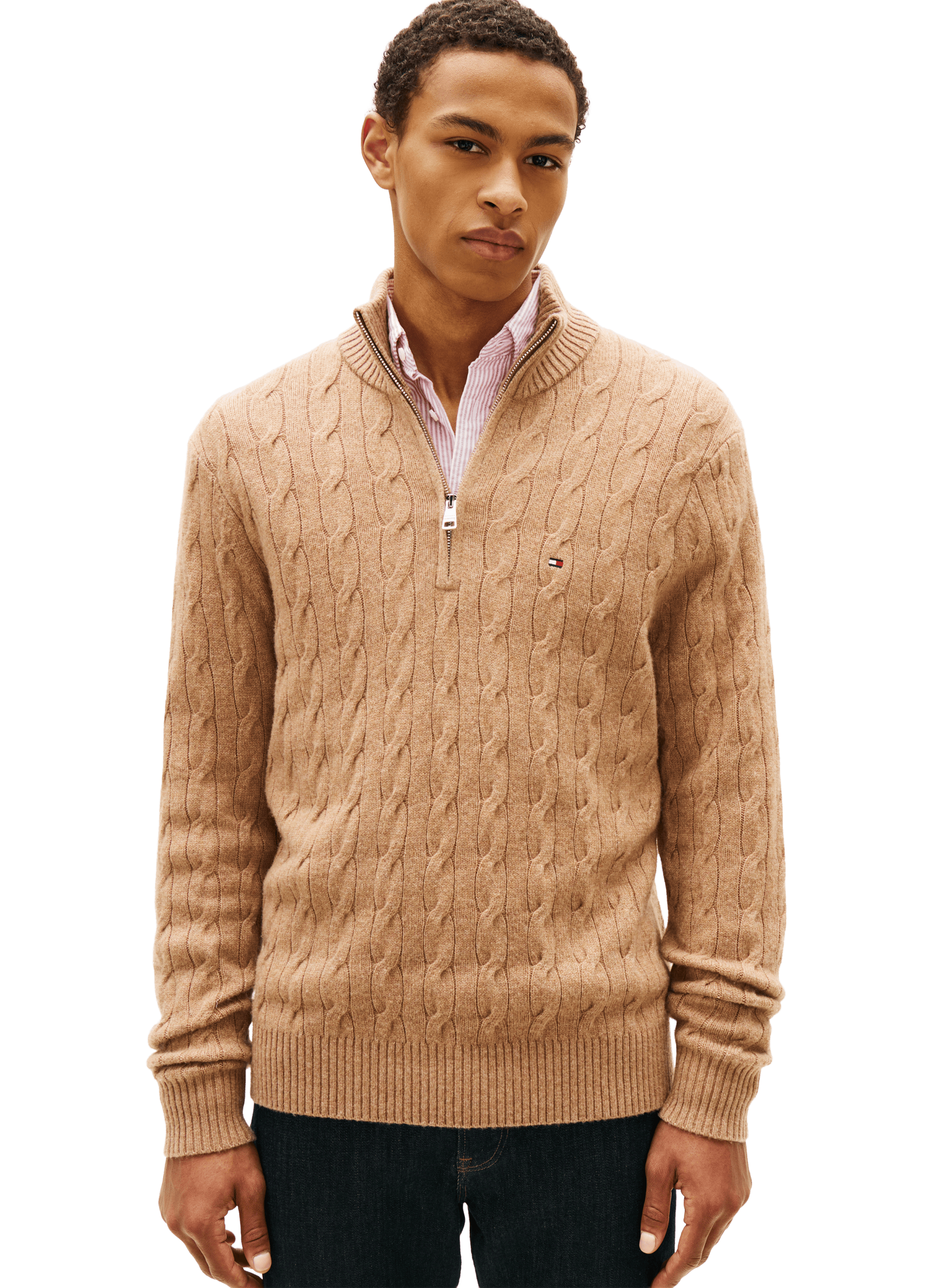 Wool blend zip-up sweater TOMMY HILFIGER Beige