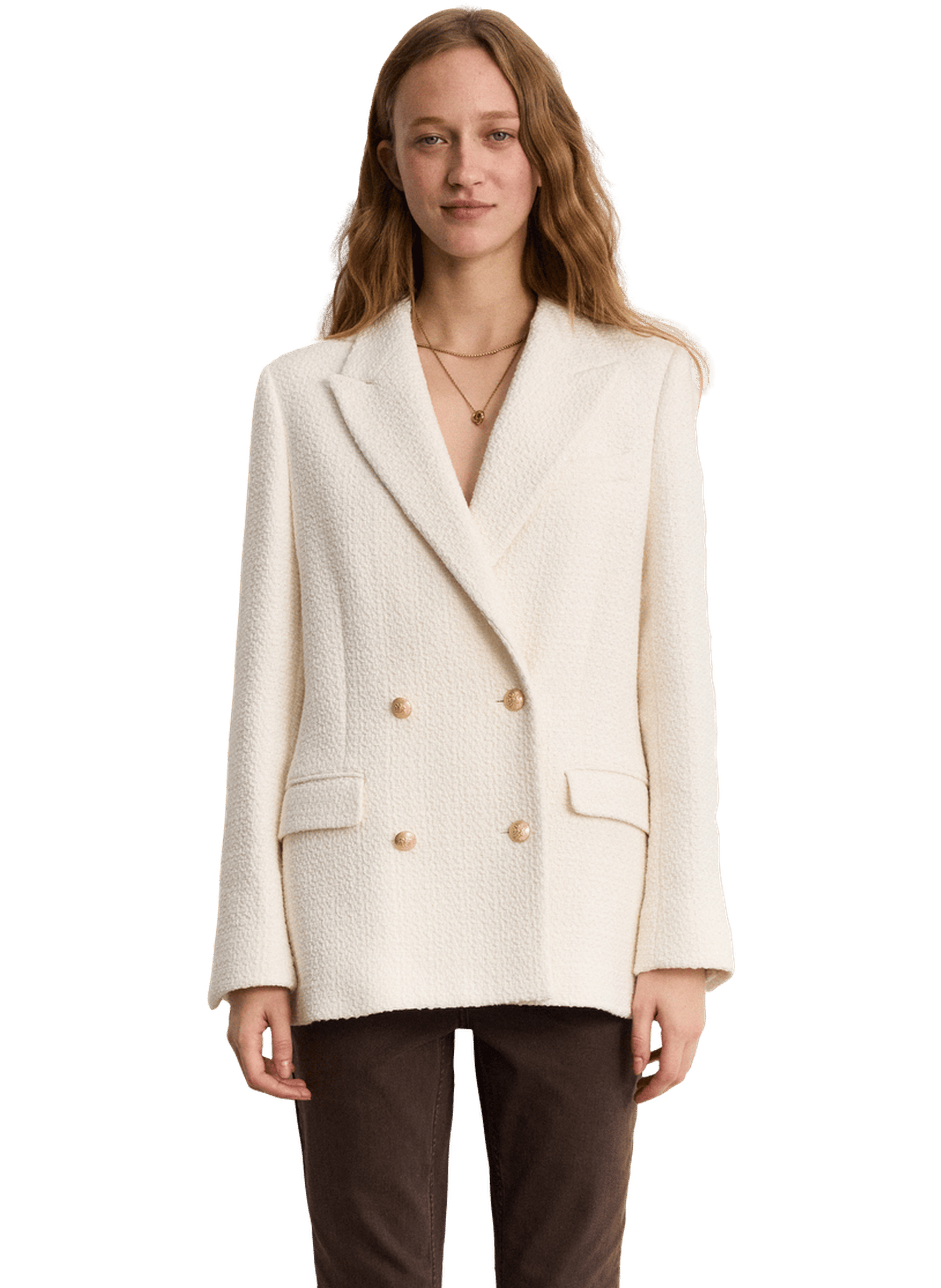 Veste en tweed à boutonnage croisé - marjolie PABLO Beige