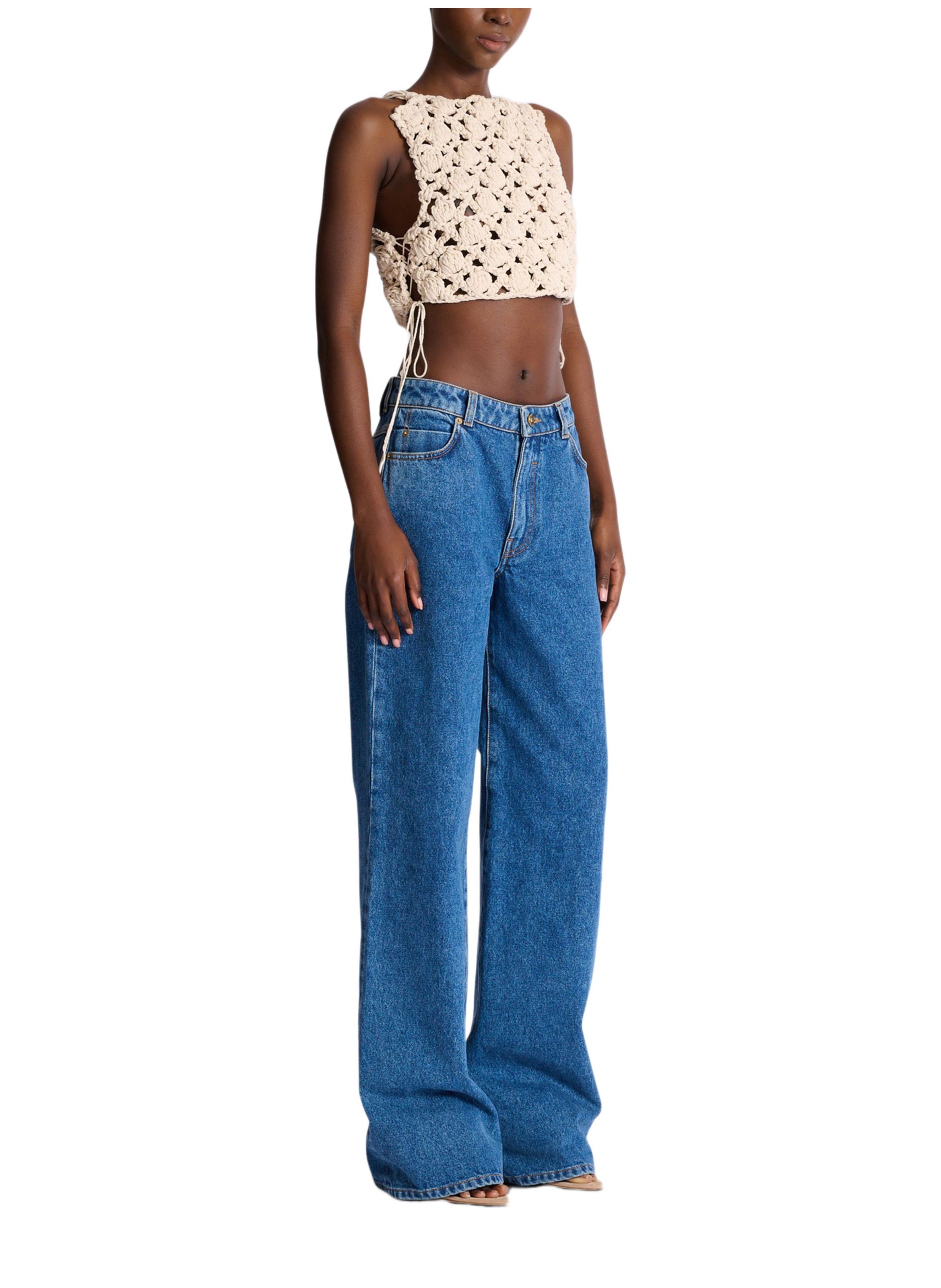 Débardeur en crochet BALMAIN Beige