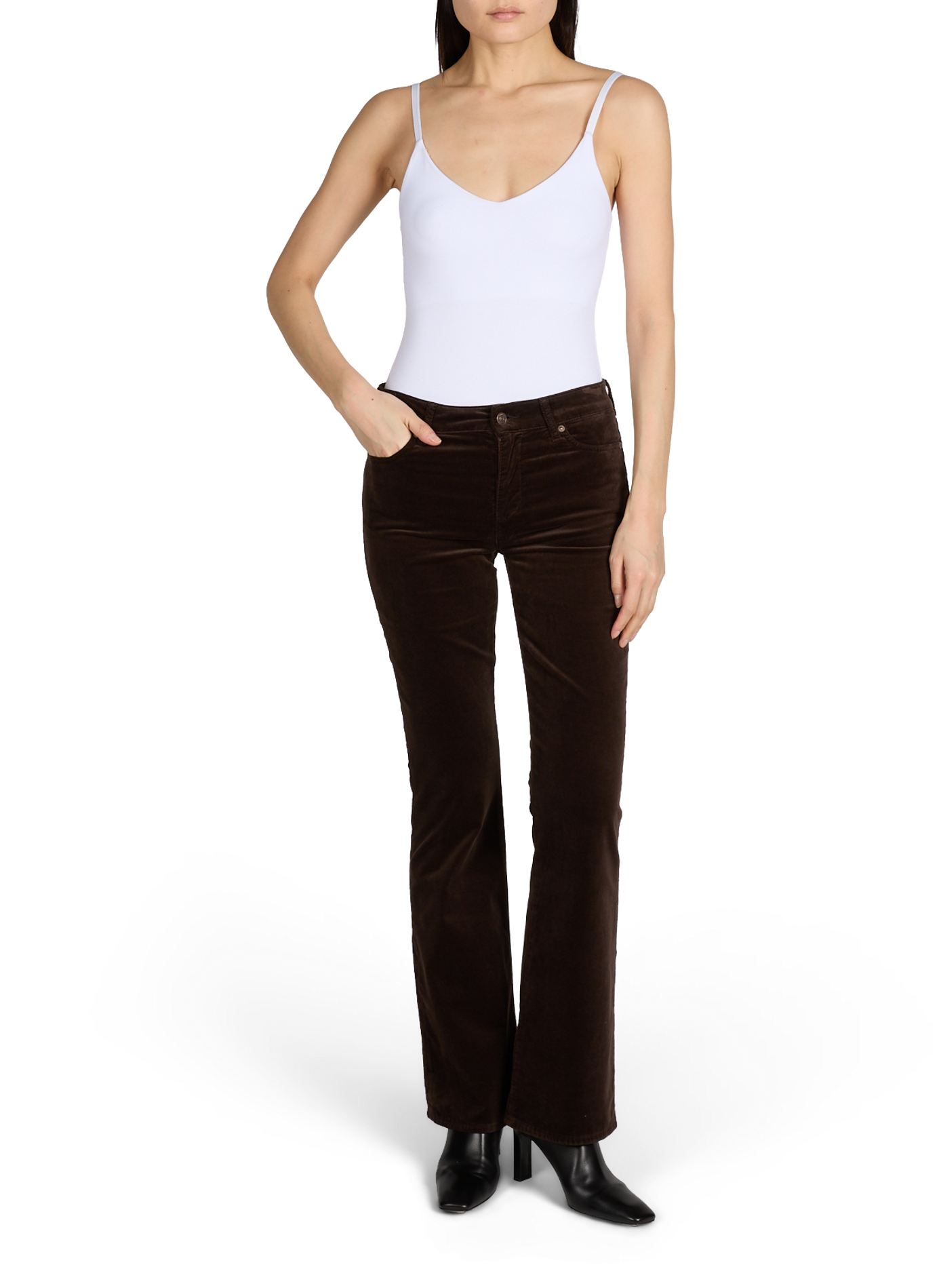 Cotton velvet bootcut jeans 7 FOR ALL MANKIND Brown