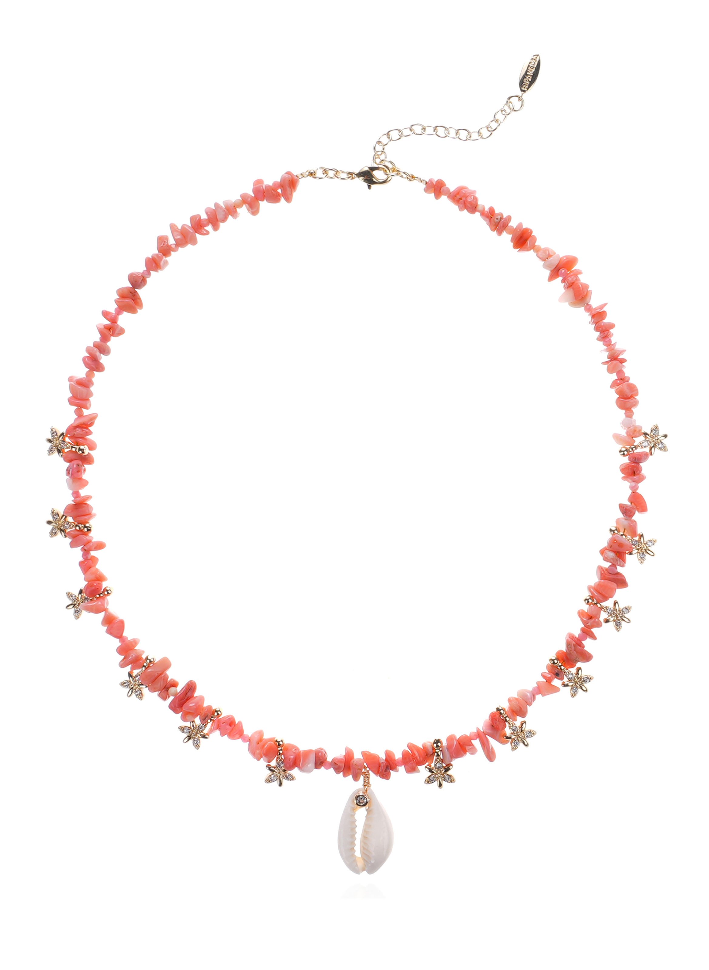 Collier perles et pampilles papouasy HIPANEMA Orange