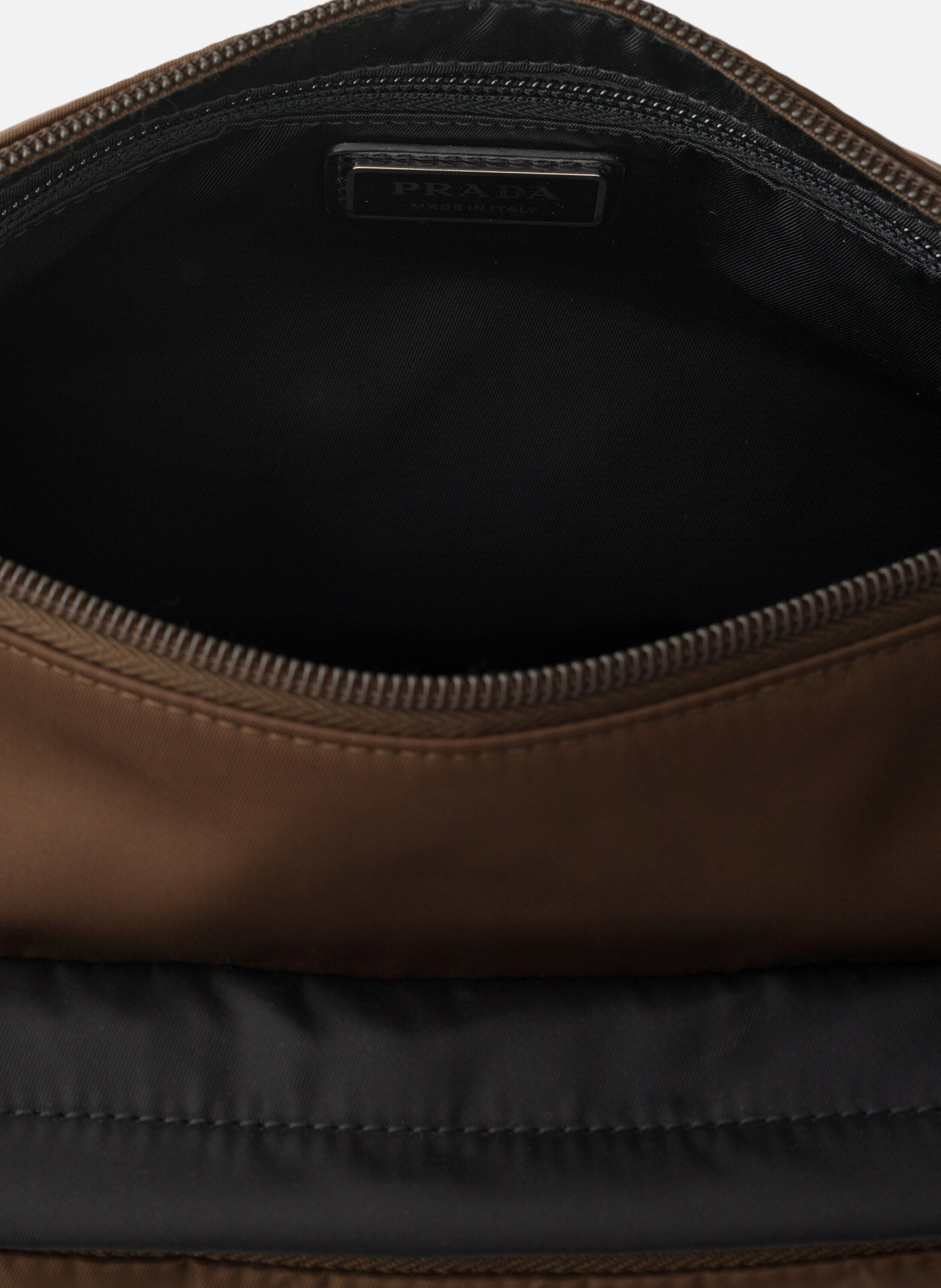 Sac porté épaule en re-nylon et cuir PRADA Noir