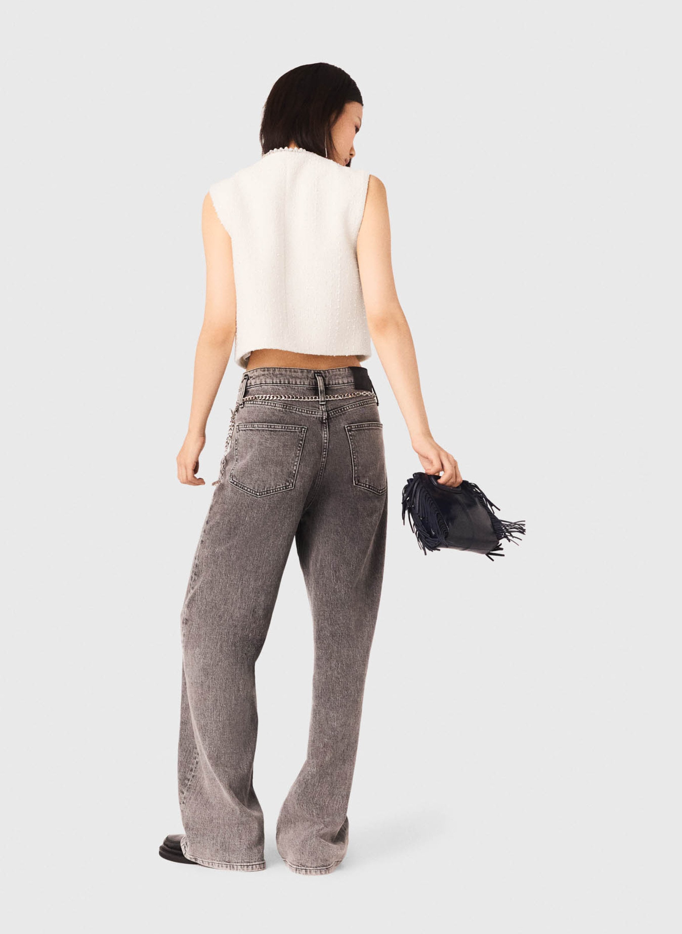 Gilet col rond en coton mélangé MAJE Beige