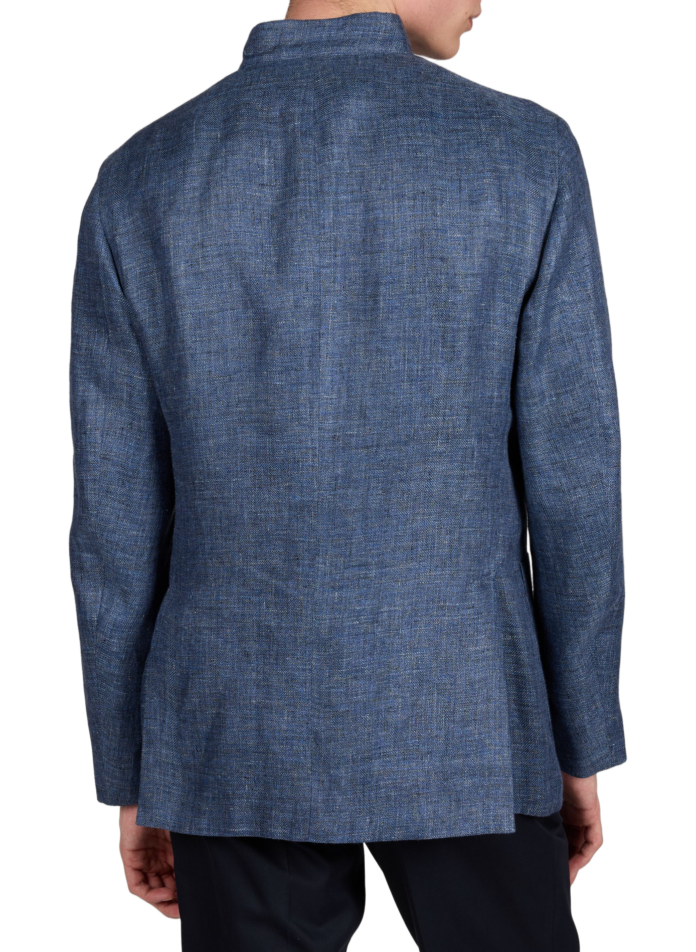 Veste de tailleur à col montant en lin BOGLIOLI Bleu