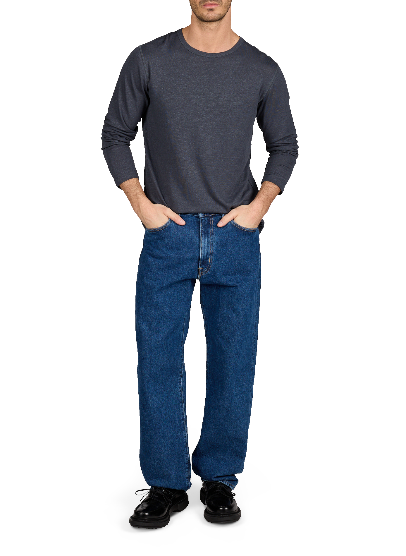 Straight fit linen blend t-shirt CLOSED Black