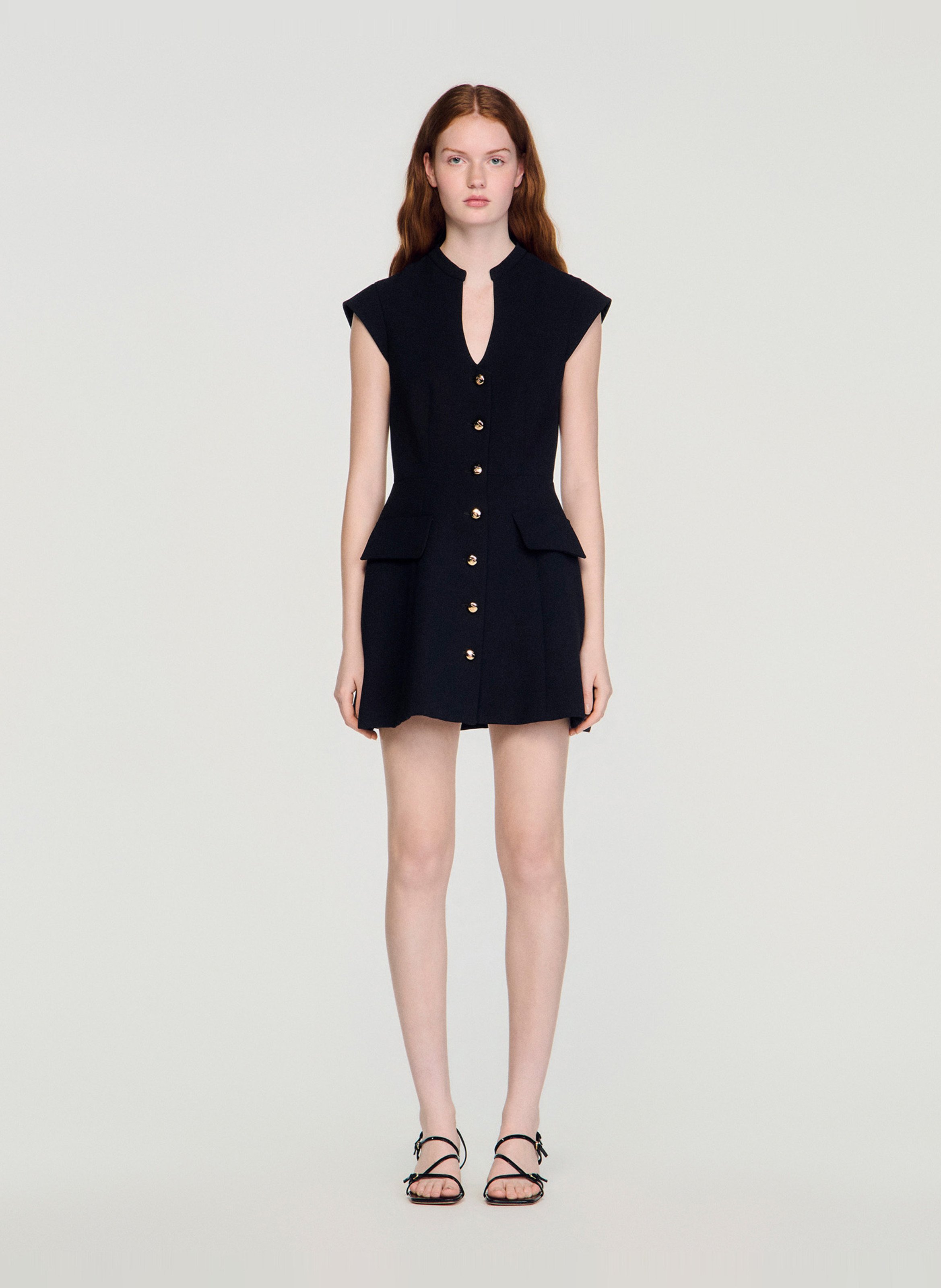 Robe courte cintrée unie SANDRO Noir