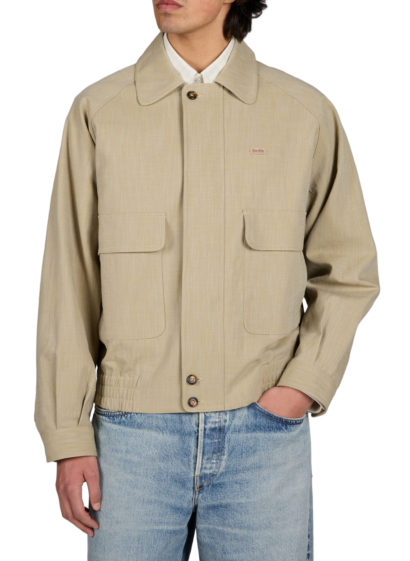 Veste ample en coton mélangé DROLE DE MONSIEUR Kaki