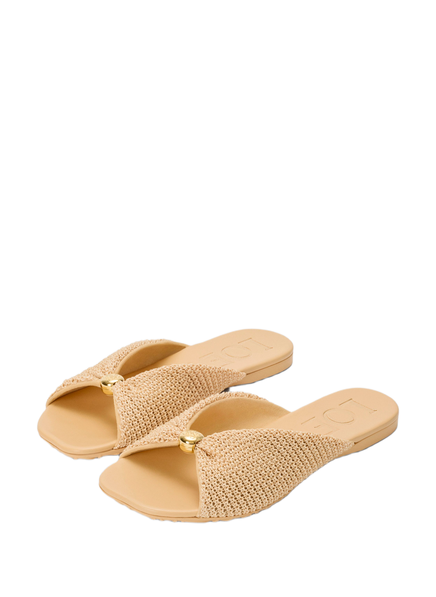 Mules Pebble Soft effet raphia LOEWE Beige