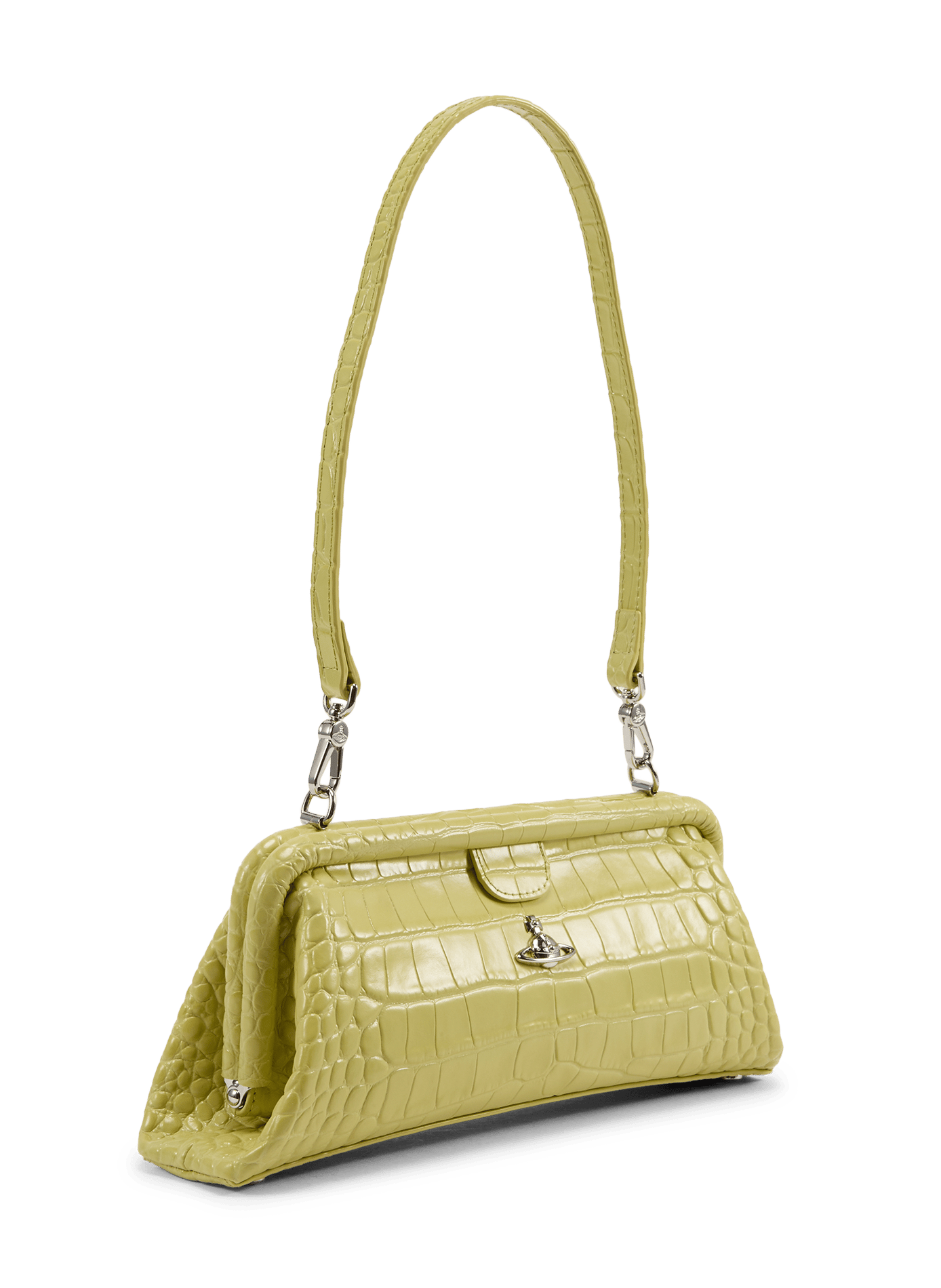 Crocodile skin leather shoulder bag VIVIENNE WESTWOOD Yellow