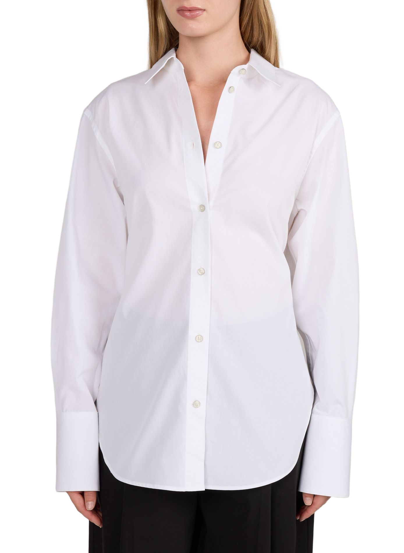 Camisa de manga larga con lazo en la espalda de algodón HELMUT LANG Blanco
