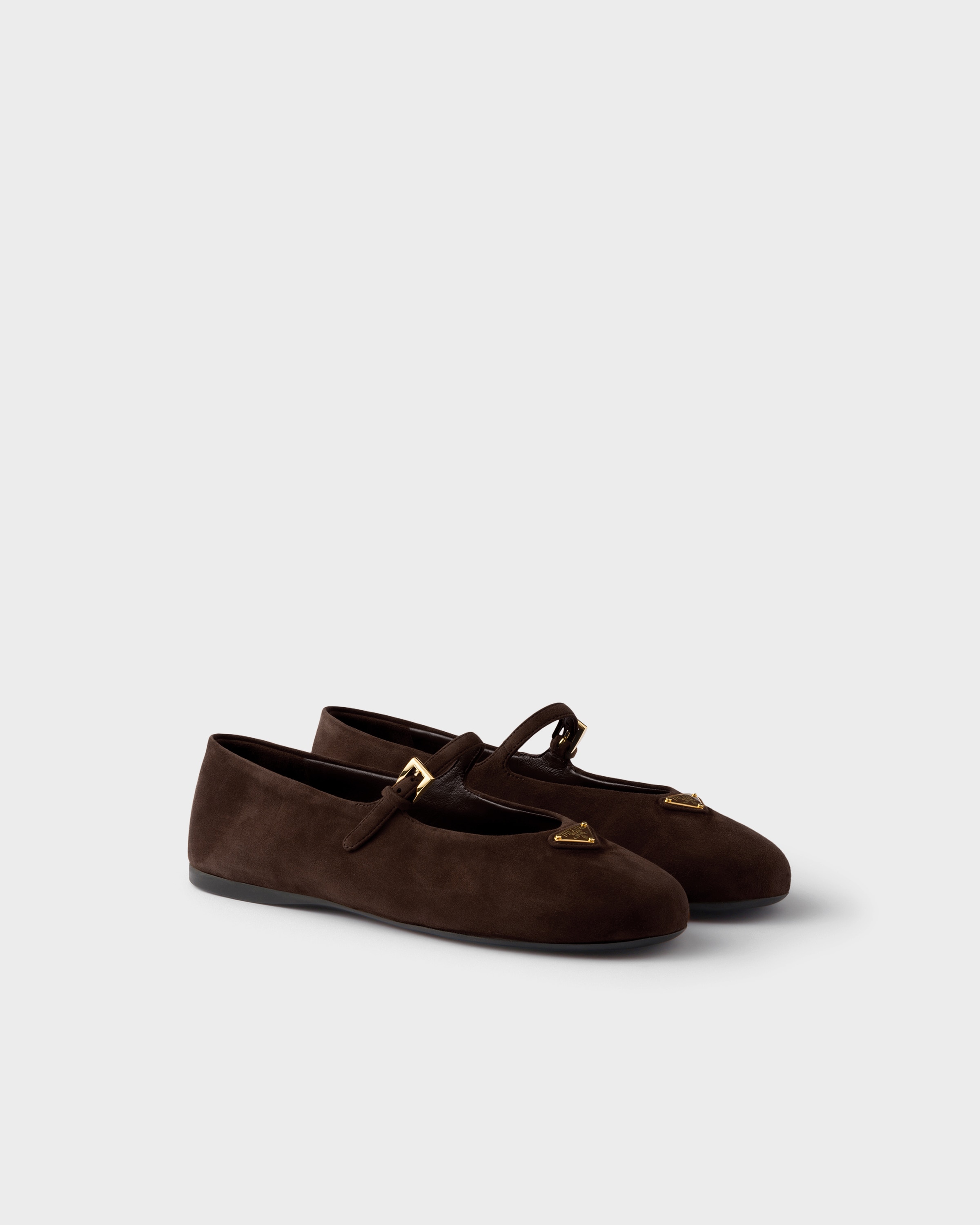 Ballerines en veau velours PRADA Marron