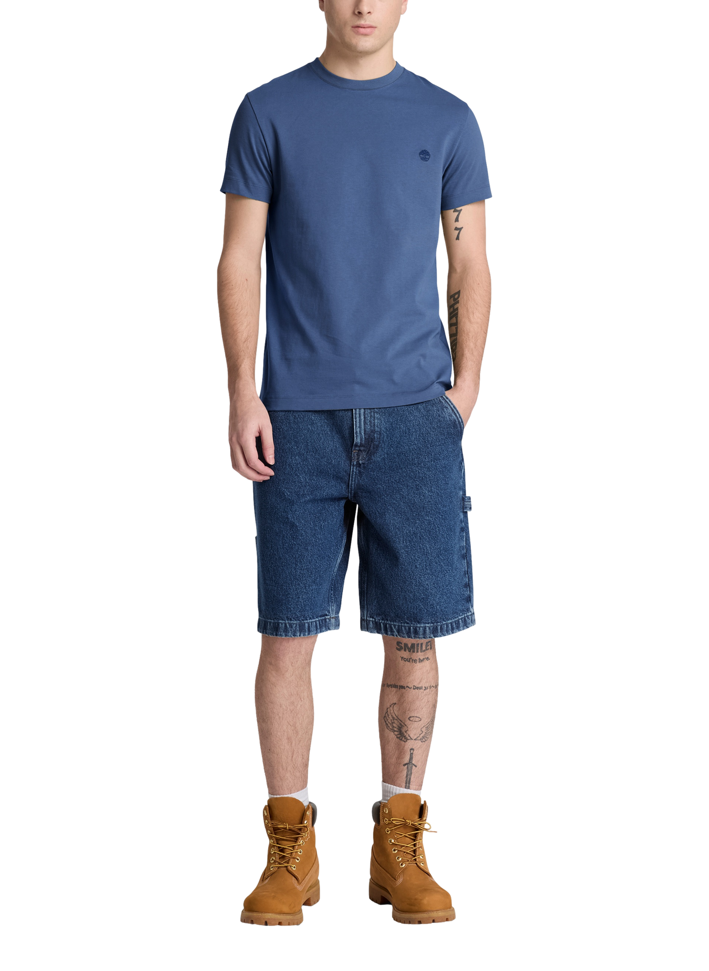 Straight T-shirt with embroidered logo in cotton TIMBERLAND Blue