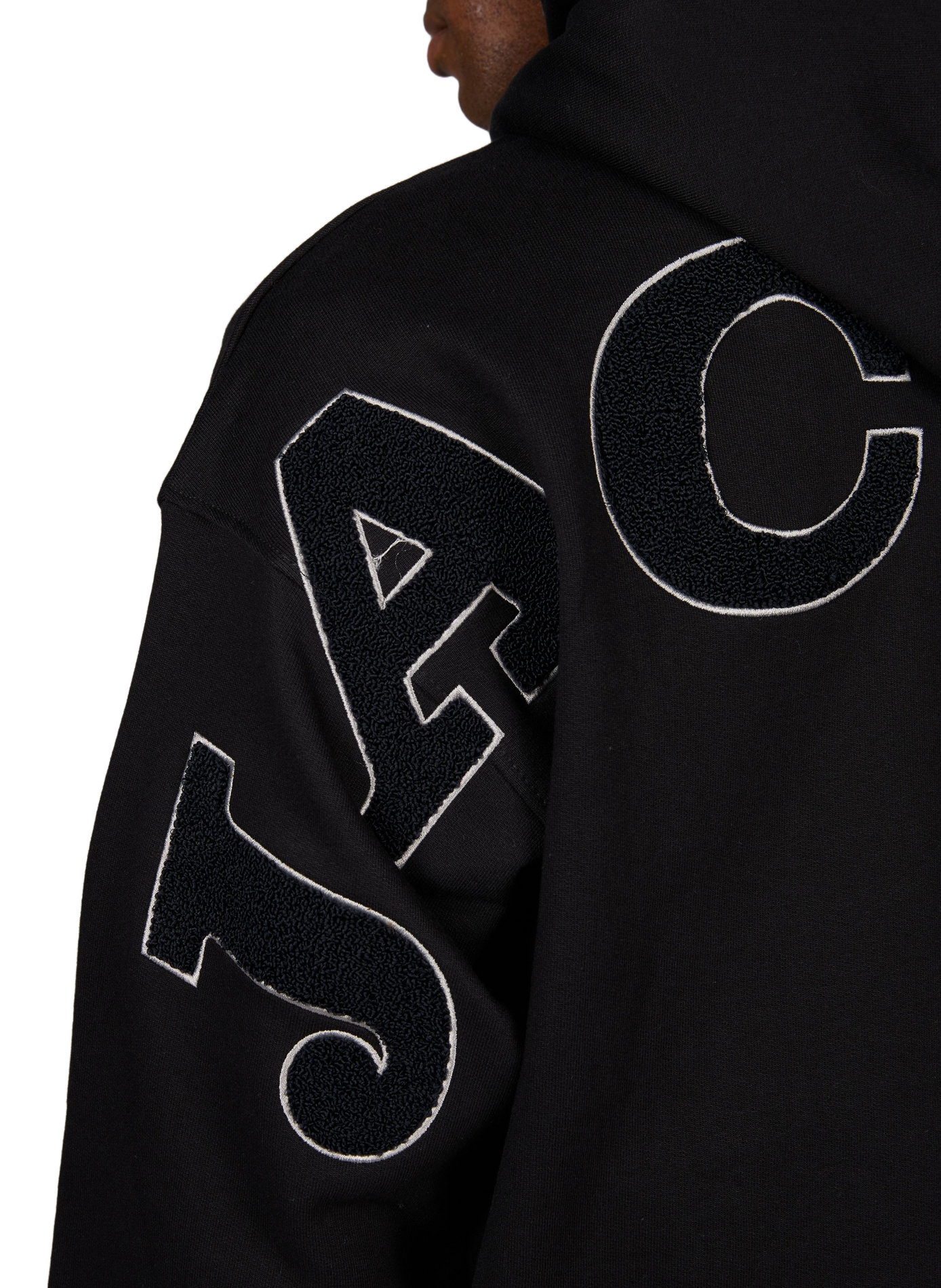 Ritssluiting hoodie met borduursel van katoen JACKER. Zwart