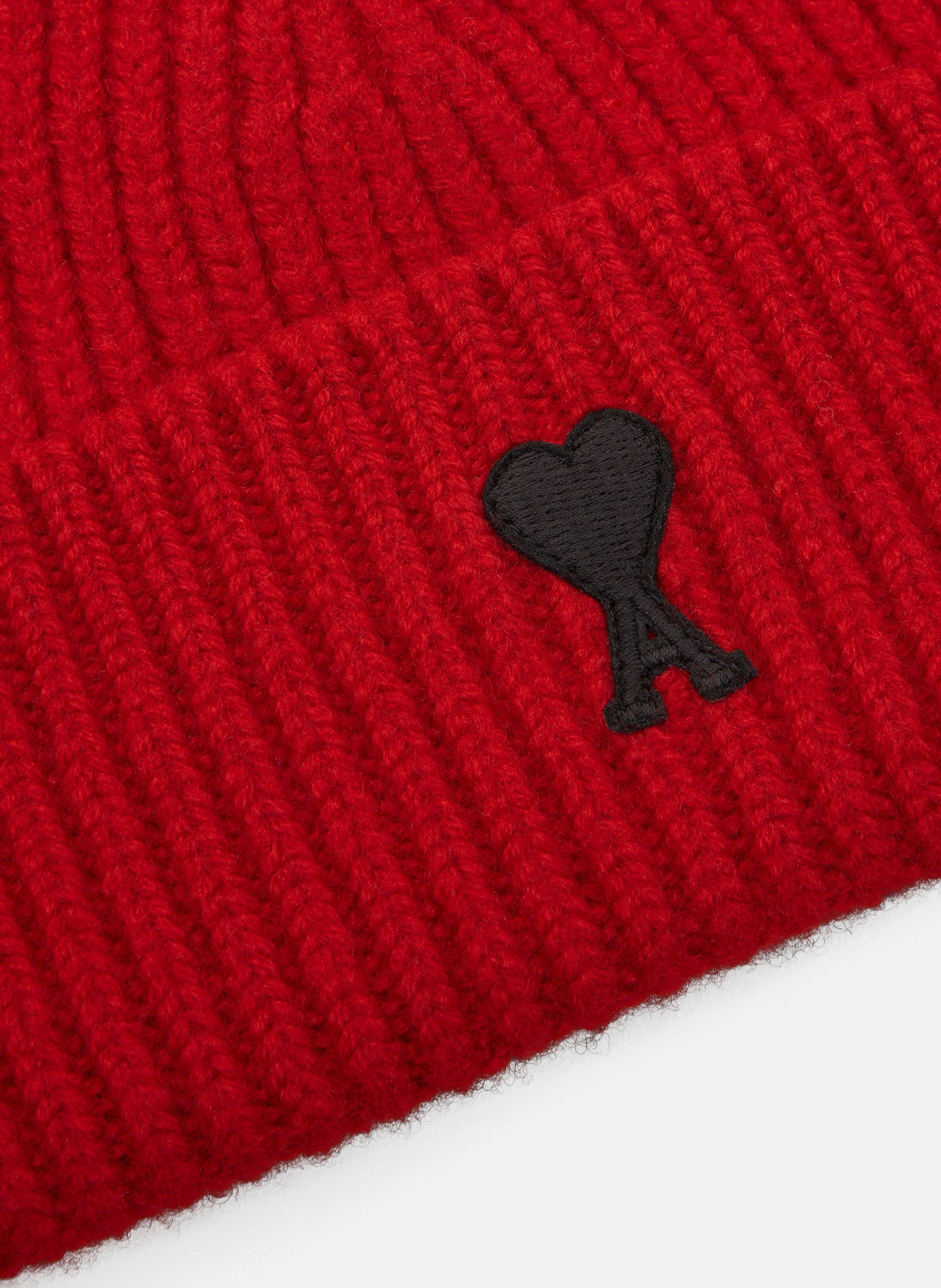 Bonnet unisexe en laine ami de coeur AMI PARIS Rouge