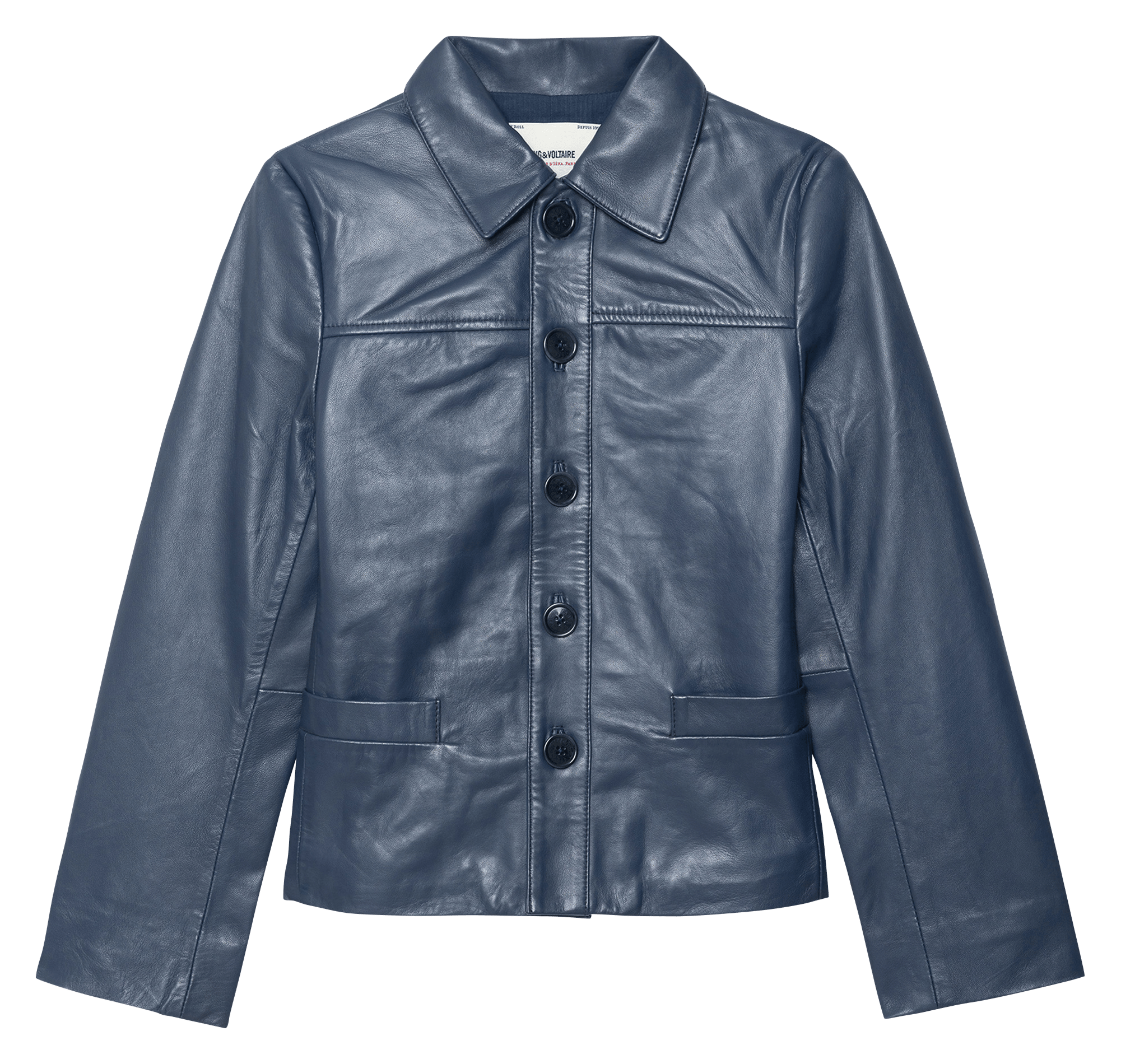 Veste col classique en cuir liamys ZADIG&VOLTAIRE Bleu