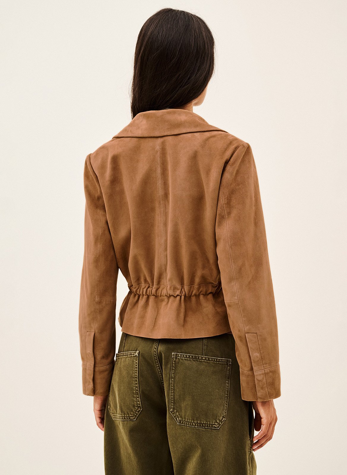 Veste courte cintrée en cuir manita BA&SH Marron