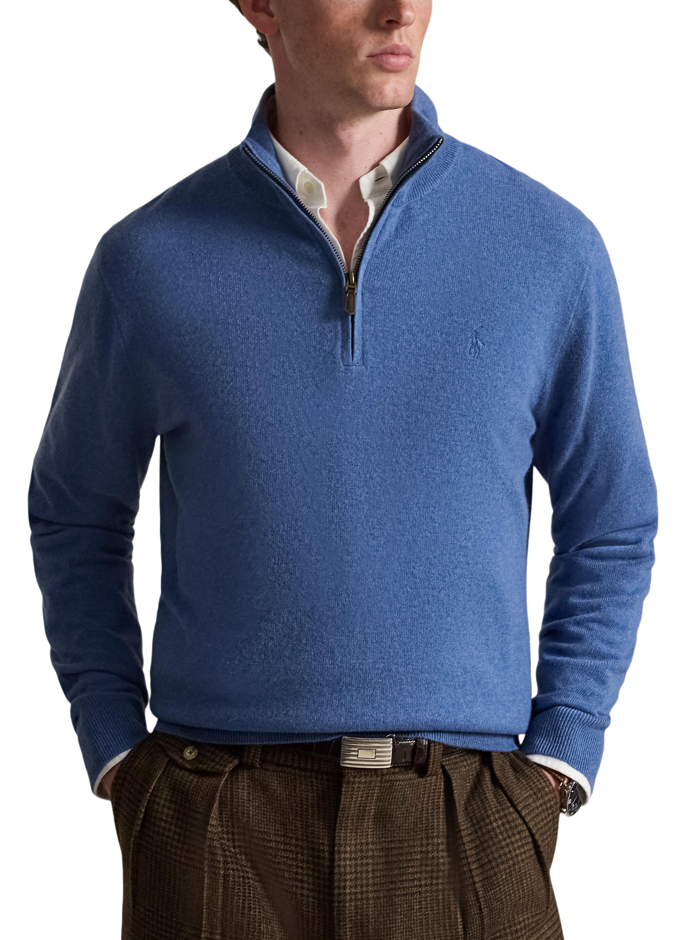 Pull col zippé en laine | Bleu POLO RALPH LAUREN Homme