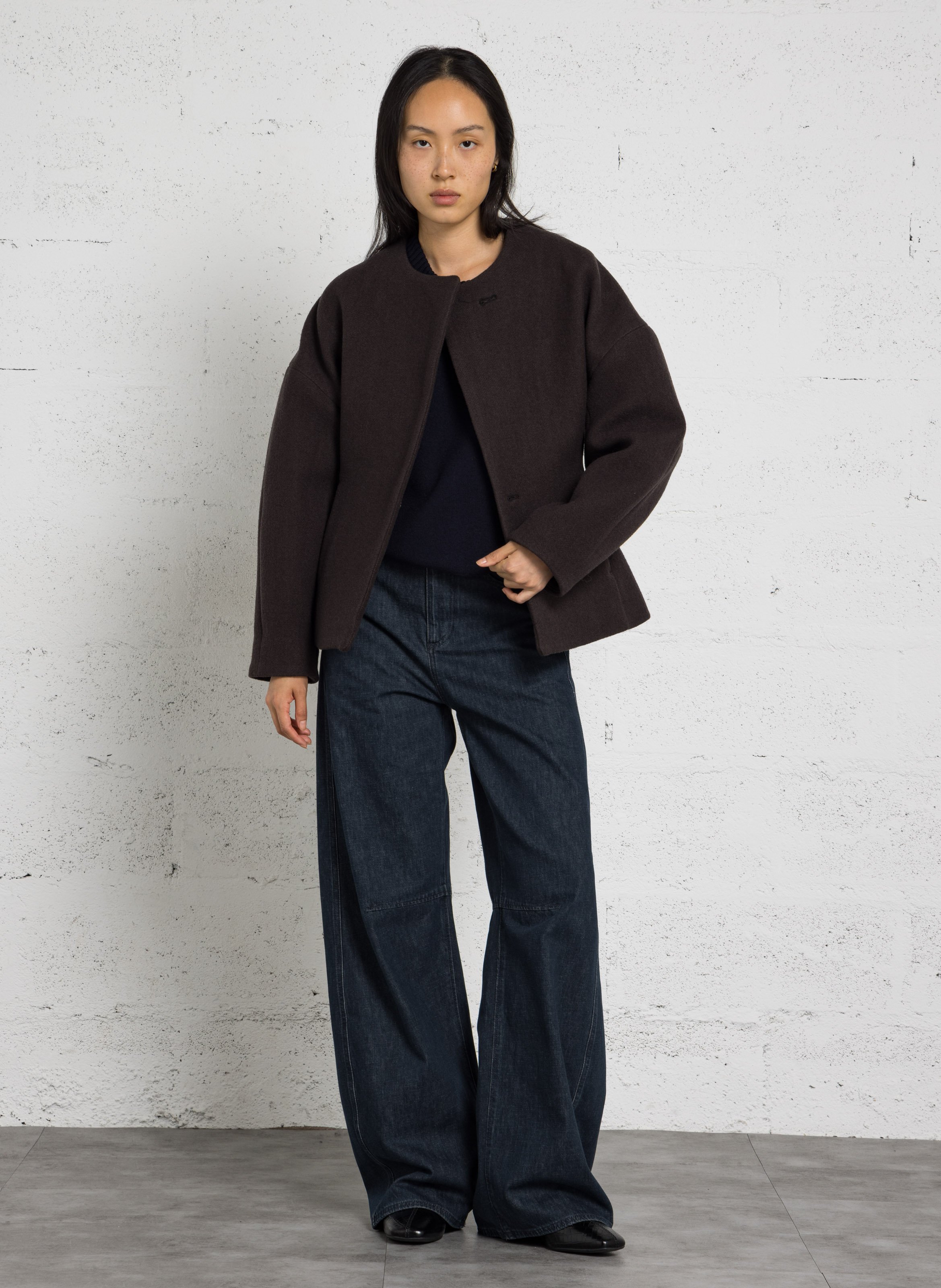 Veste cintrée col rond en laine et coton france SOEUR Vert