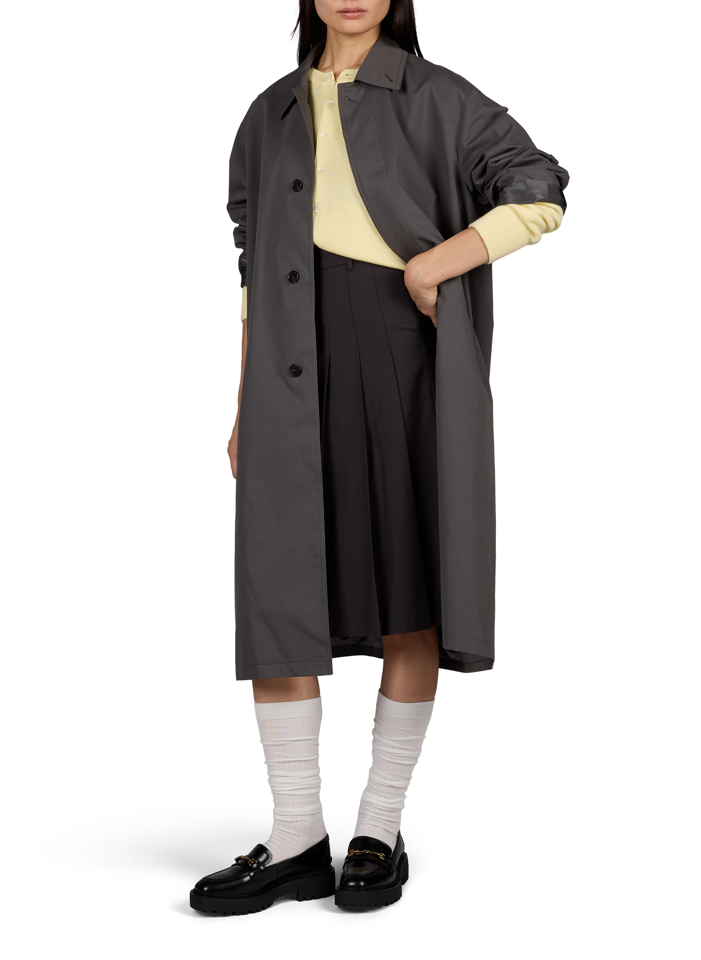 Mid-length coat in blended cotton. DUNST Grey