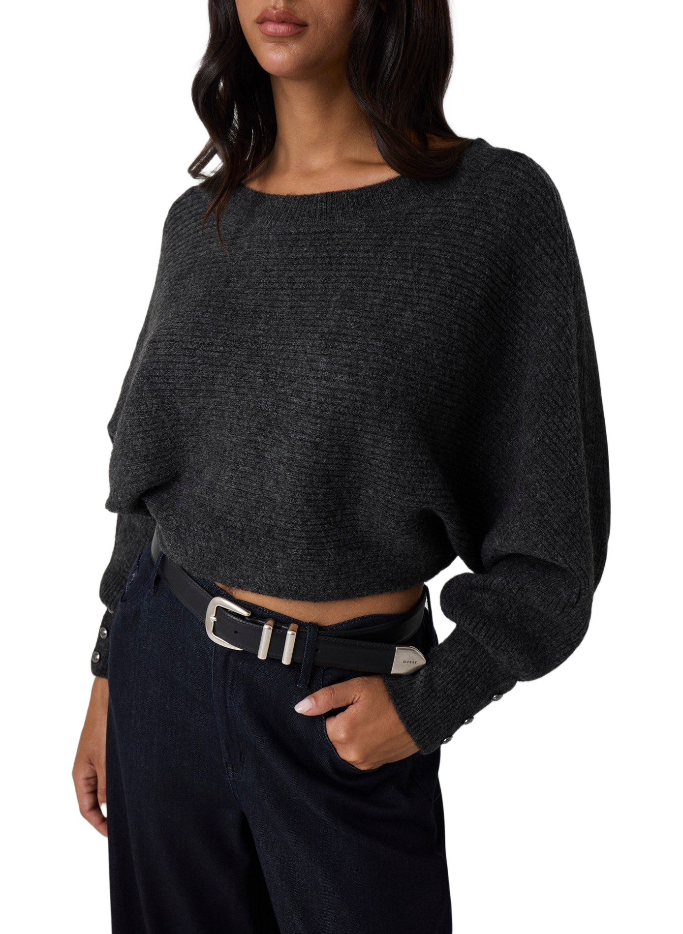 Straight-fit Boat Neck Emily top GUESS Brown