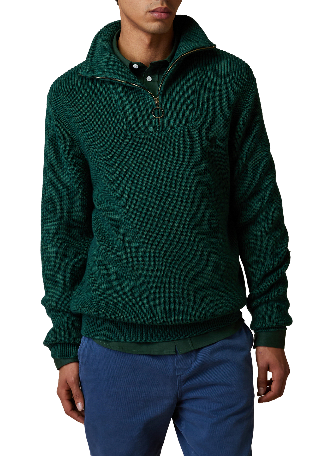 Pull col camionneur en laine mélangée FAGUO Vert
