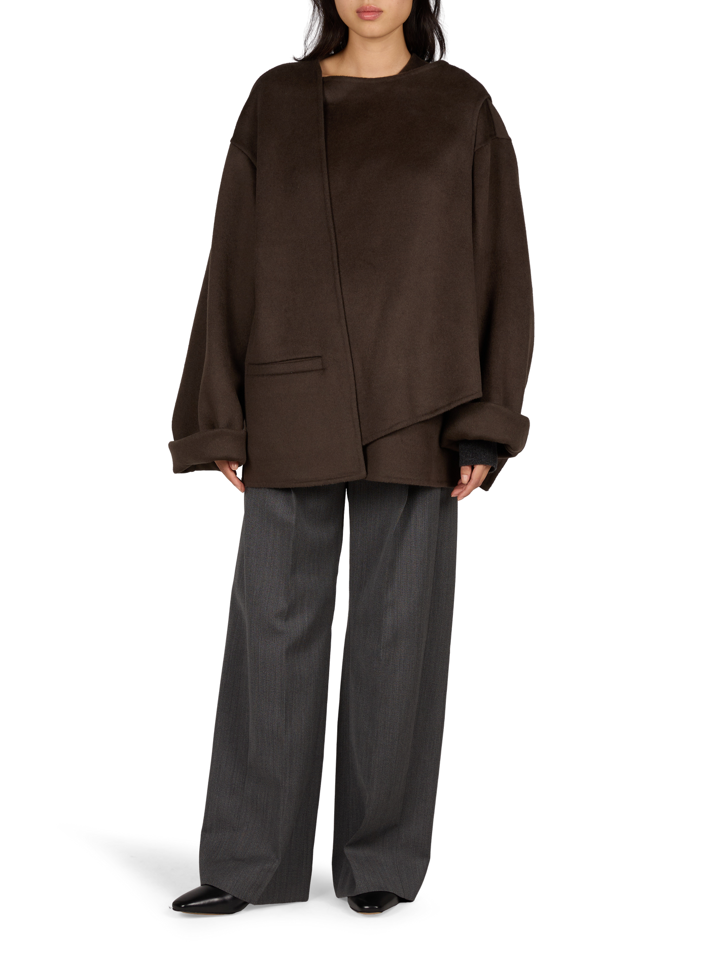 Short Astra coat in wool, alpaca and silk VIKTORIA CHAN Brown