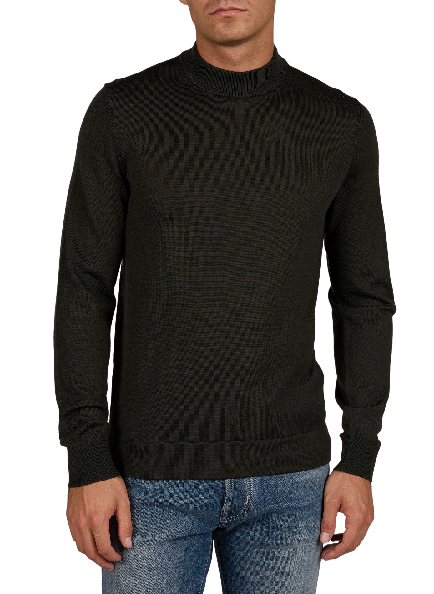 Marek straight high-neck wool virgin sweater STRELLSON Khaki