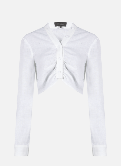 قميص كتان قصير أبيضSELMACILEK 
