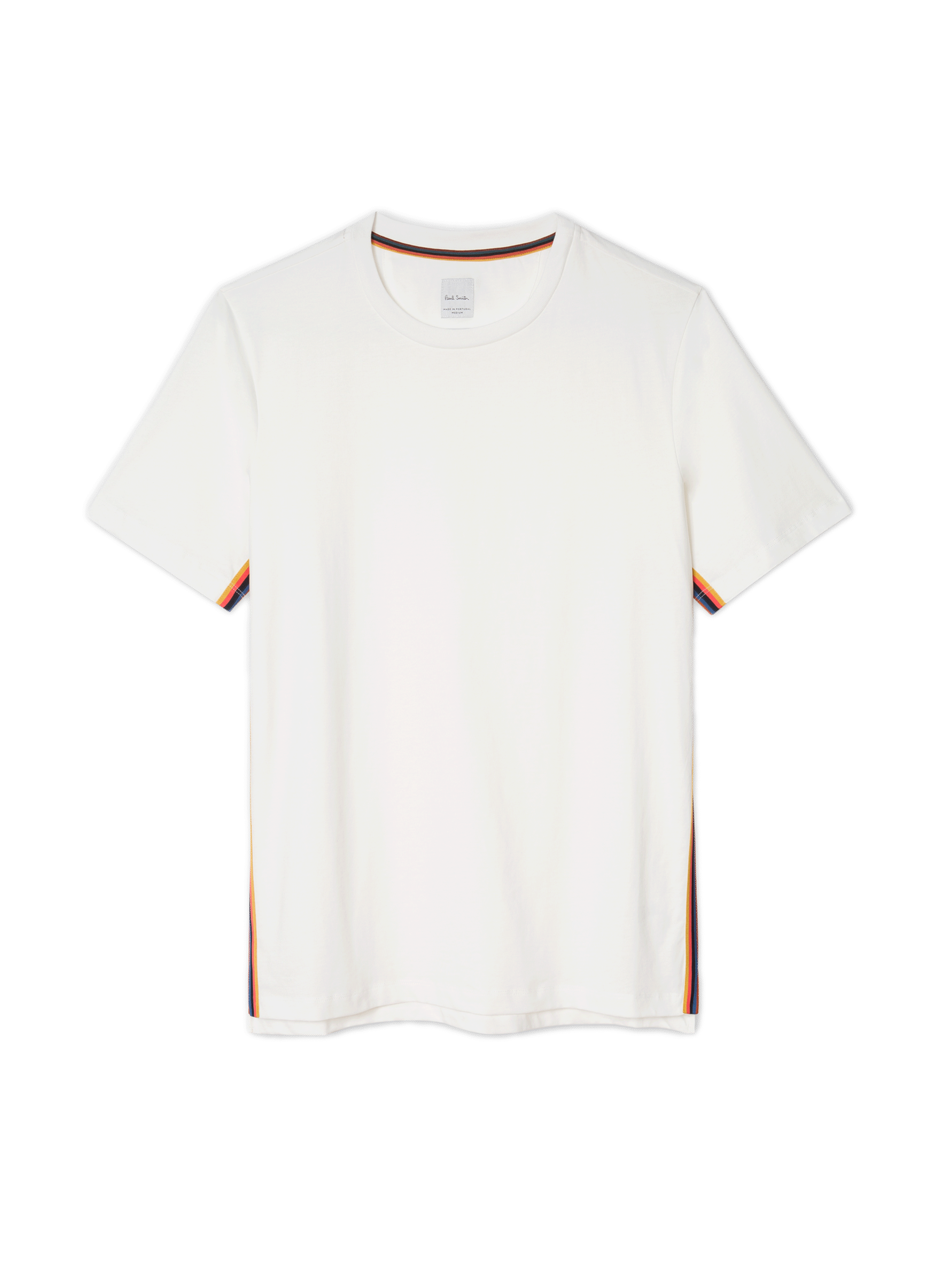 T-shirt bandes colorées sur col