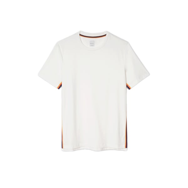 T-shirt bandes colorées sur col