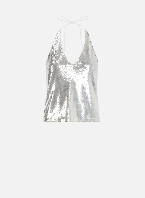 Silver ROTATE Halter Top 